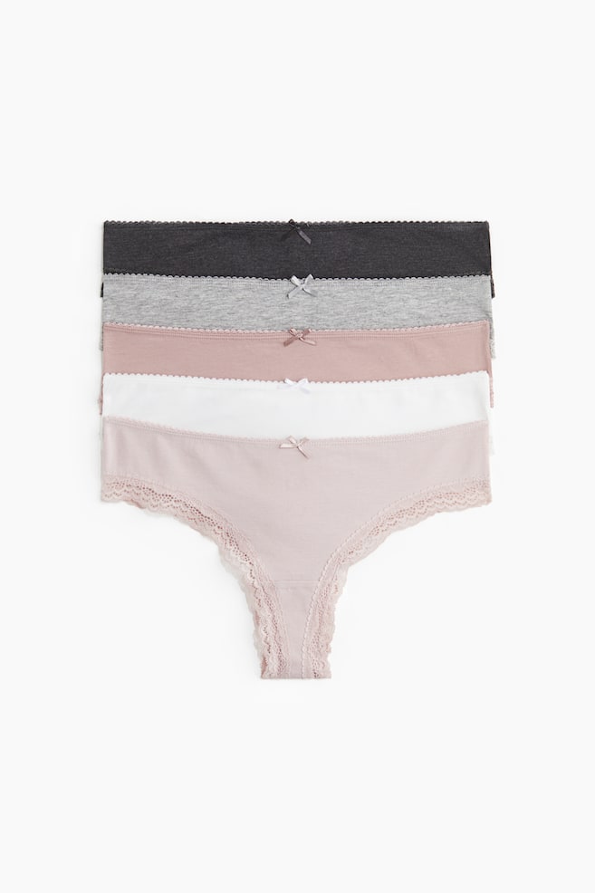 5-pack Brazilian briefs - Powder pink/Dark grey marl/Burgundy/Light pink/White/Pink/White/Black/Cream/Peach pink/Grey marl/Black - 1