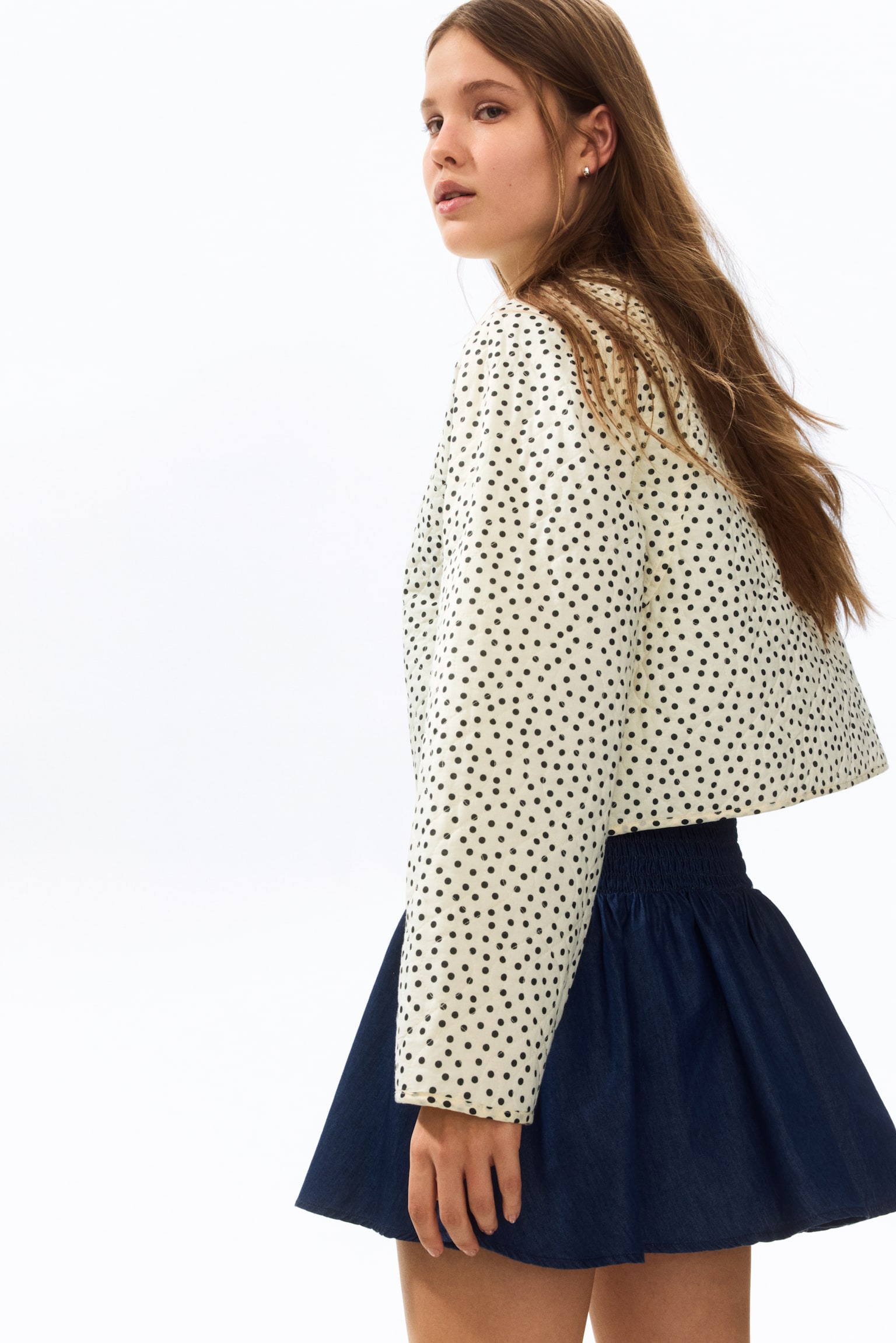 Oversized quilted jacket - Light yellow/Spotted - 4