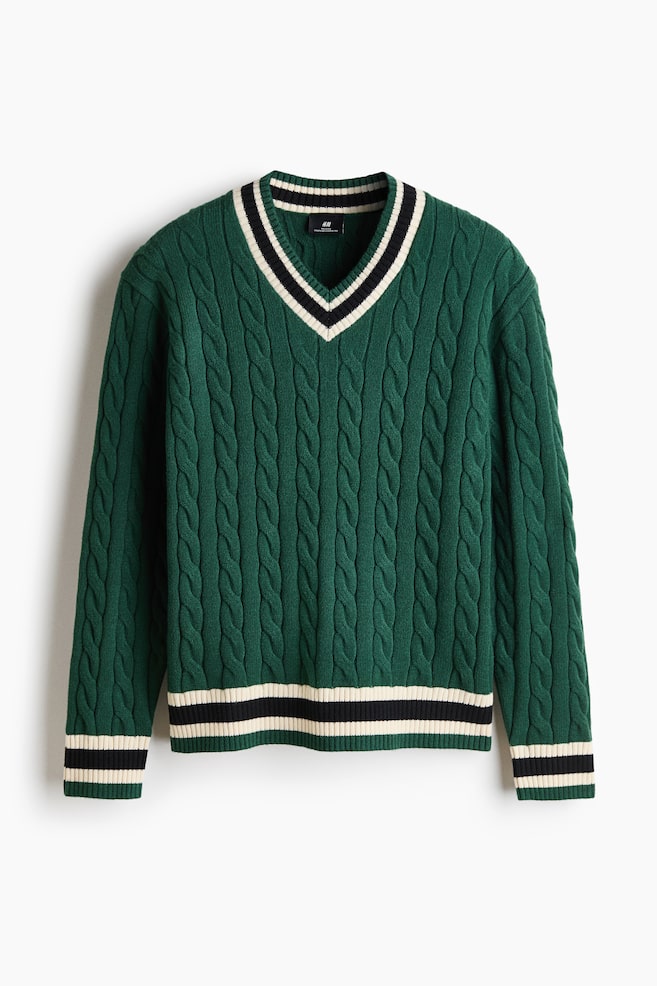 Relaxed-Fit Cable-Knit Sweater - Dark green - 1