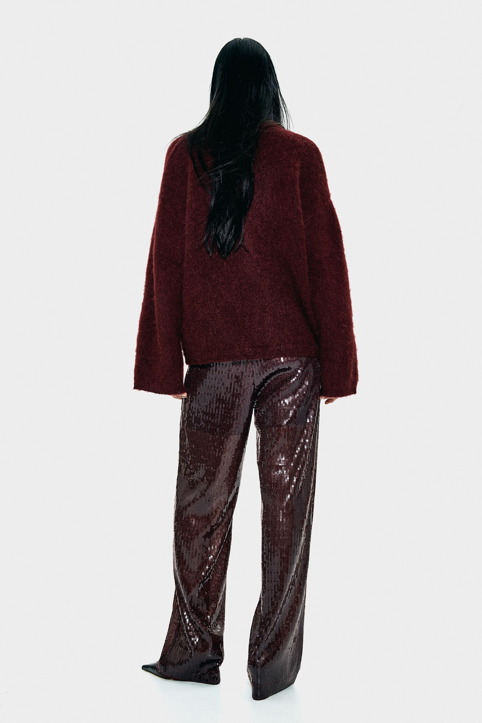 Oversized mohair-blend jumper - Burgundy/Dark grey marl/Light grey marl/Dark beige/Cream - 3