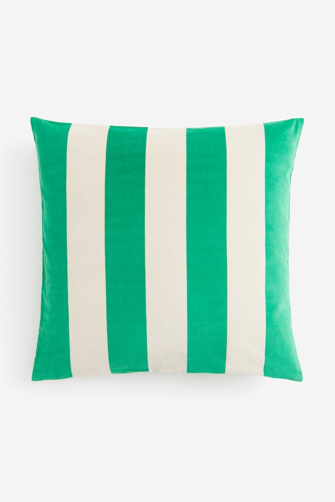 Velvet cushion cover - Green/Striped/Old rose/Yellow/Light purple/White/Red/Striped - 1