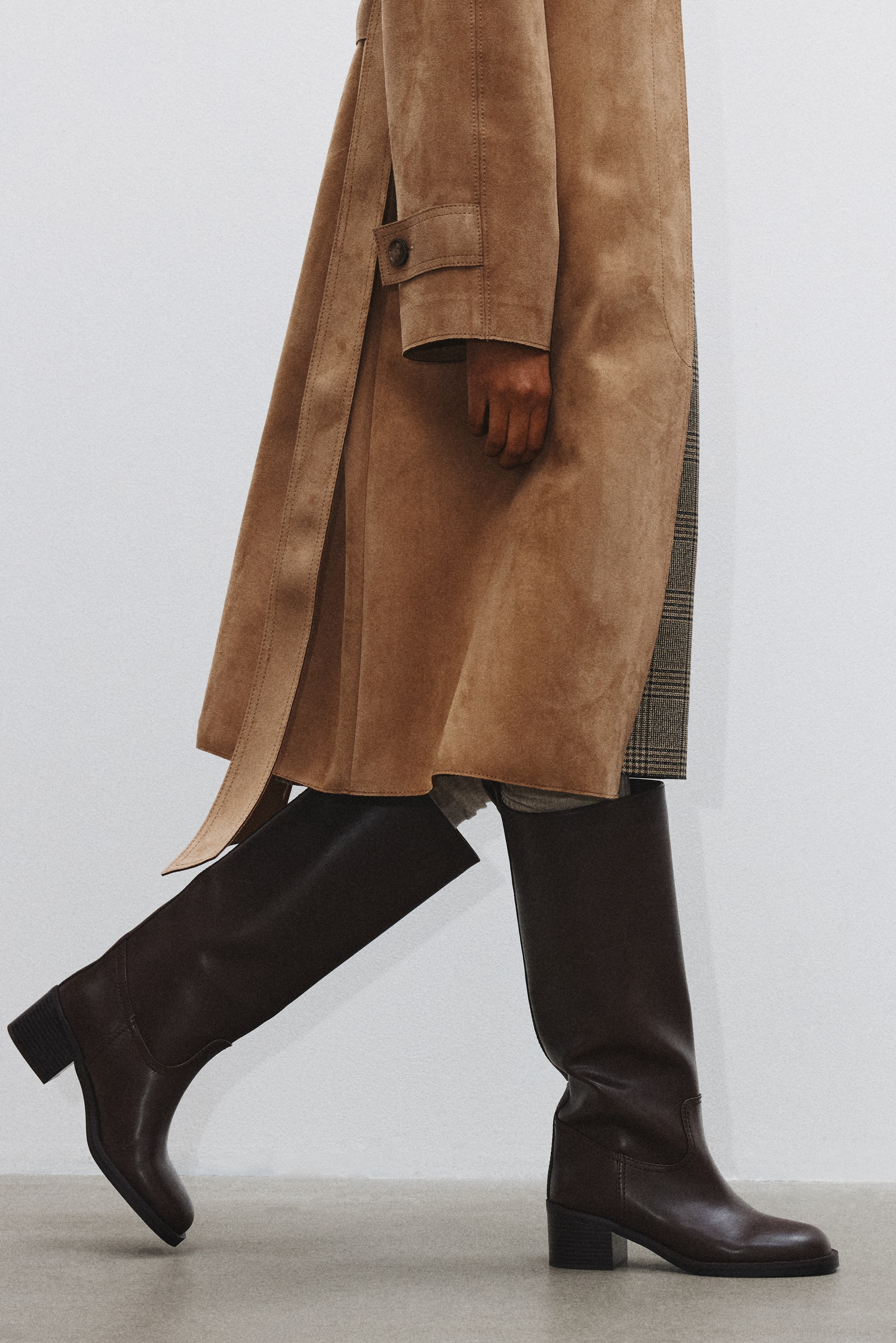 HUNTER ダークブラウン ロングブーツ ロングブーツ - ダークブラウン／クロコダイルパターン