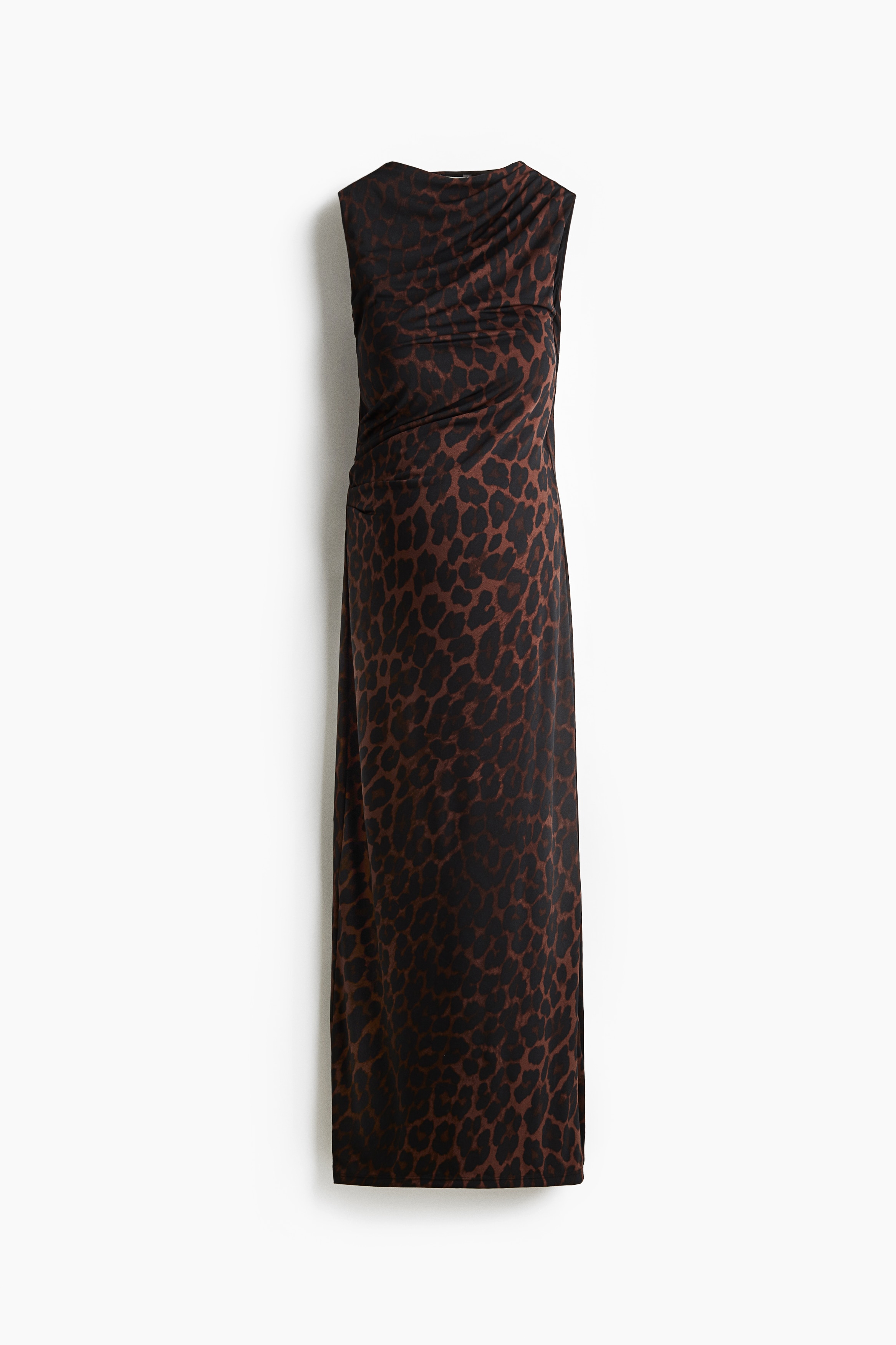 MAMA Draped Maxi Dress - Black/Leopard print/Moss green