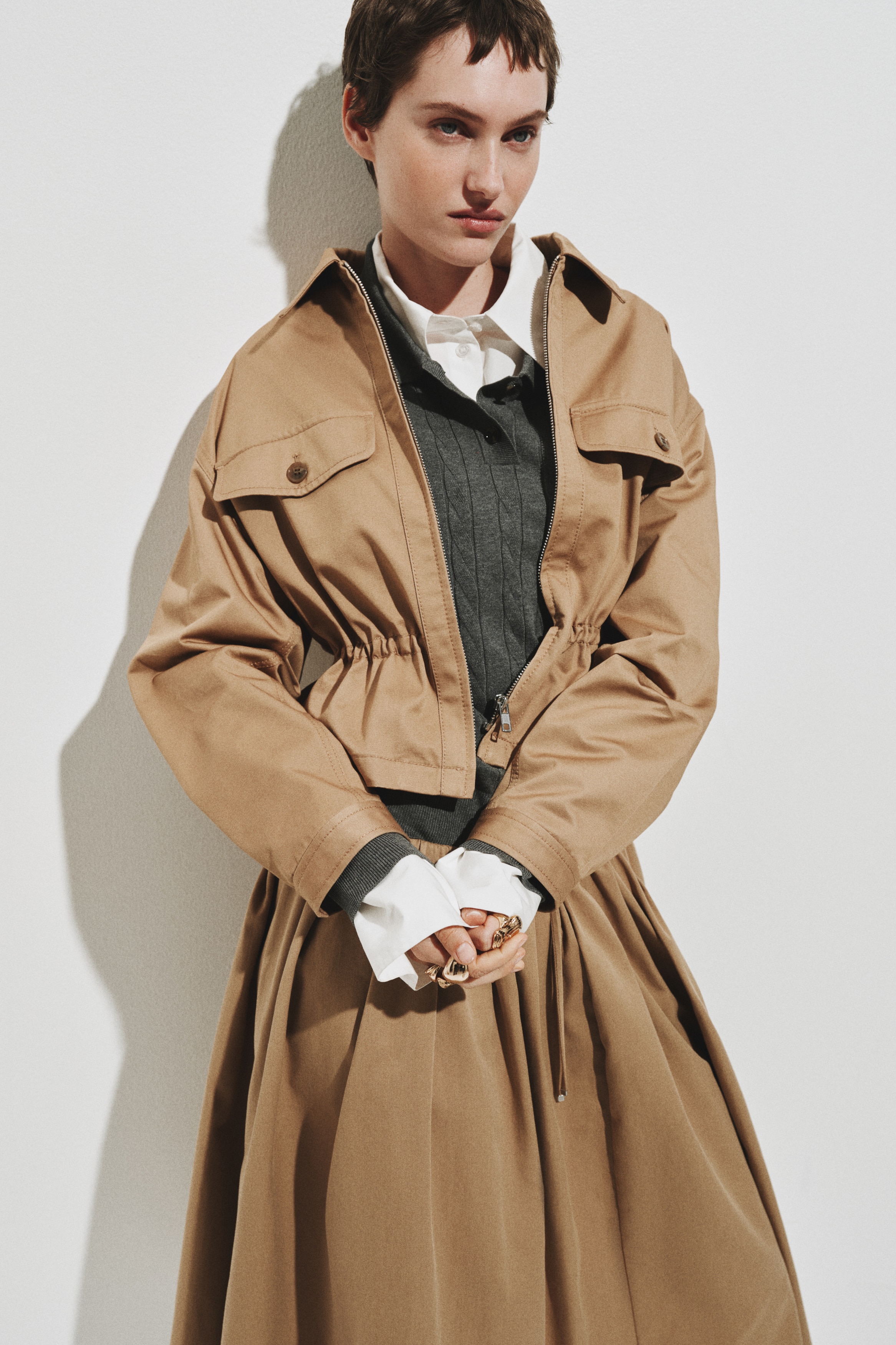 H＆M コットンツイルジャケット XS コットンツイルジャケット - ダークベージュ - レディース | H&M JP