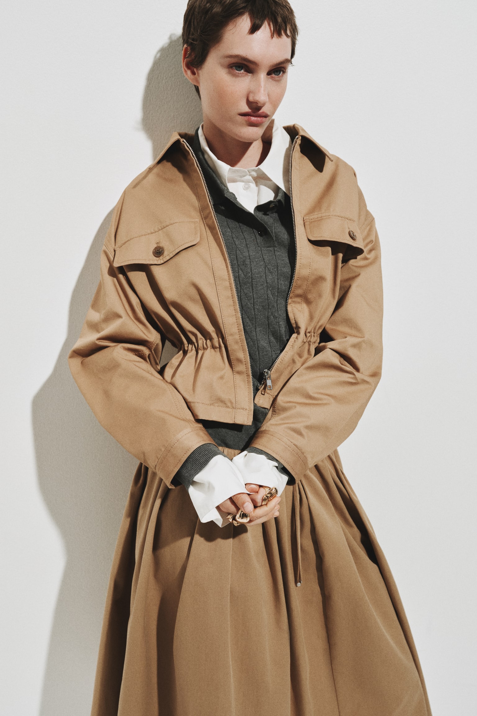 ז'קט מטוויל כותנה - בז' כהה - 1