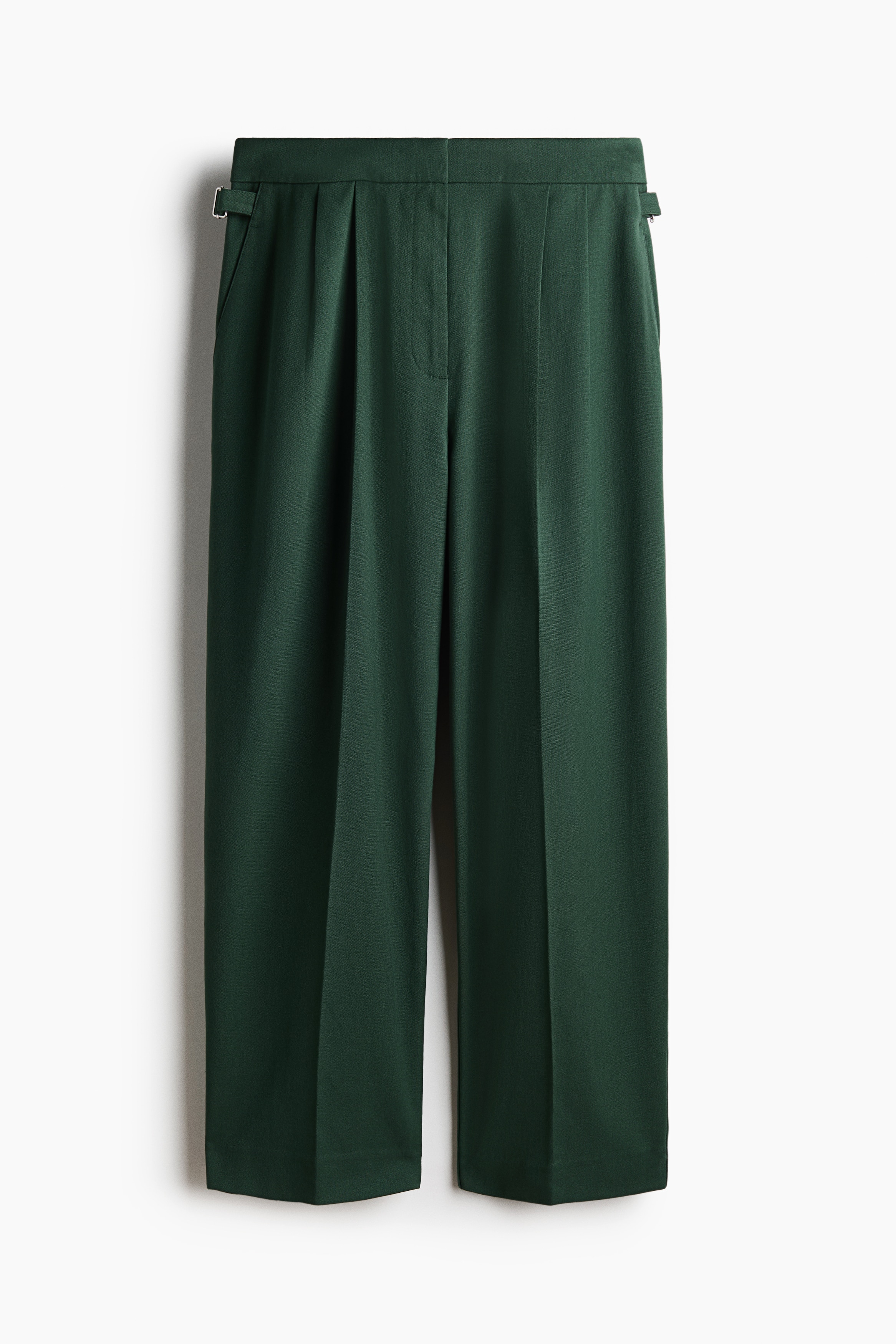 Pleated tab-detail trousers - Dark green