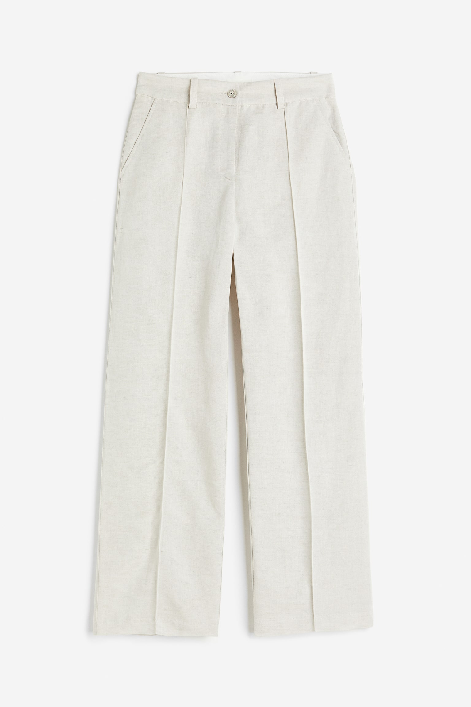 Tailored Linen Blend Pants - Light beige