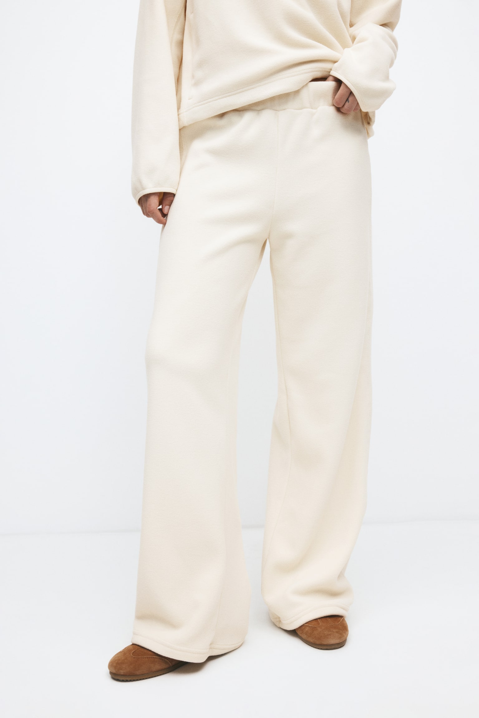 H&M Move Женские брюки H&M Fleece Sports Joggers, цвет: Ванильный — фото 3