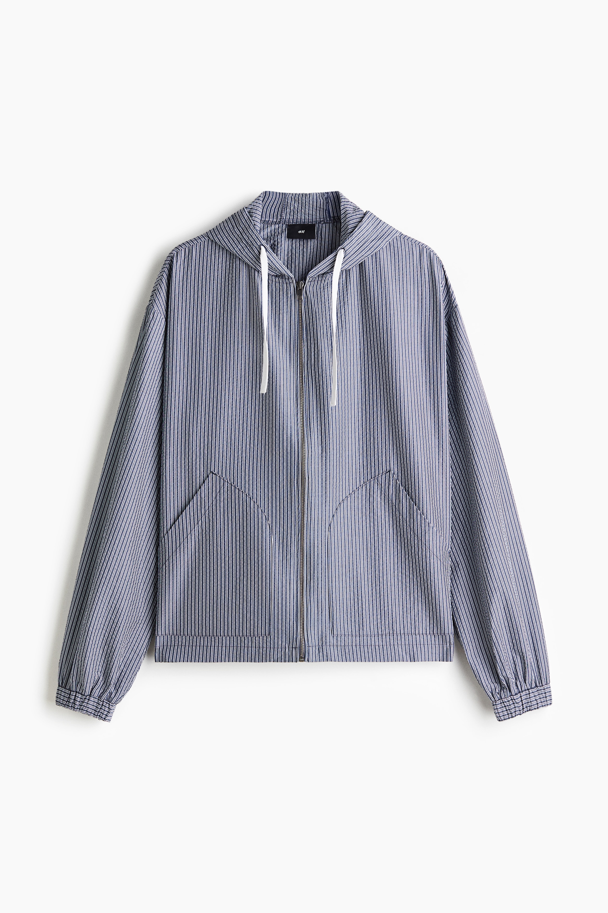 Loose Fit Zip-through jacket - Dark blue/Striped/Light Blue/Striped