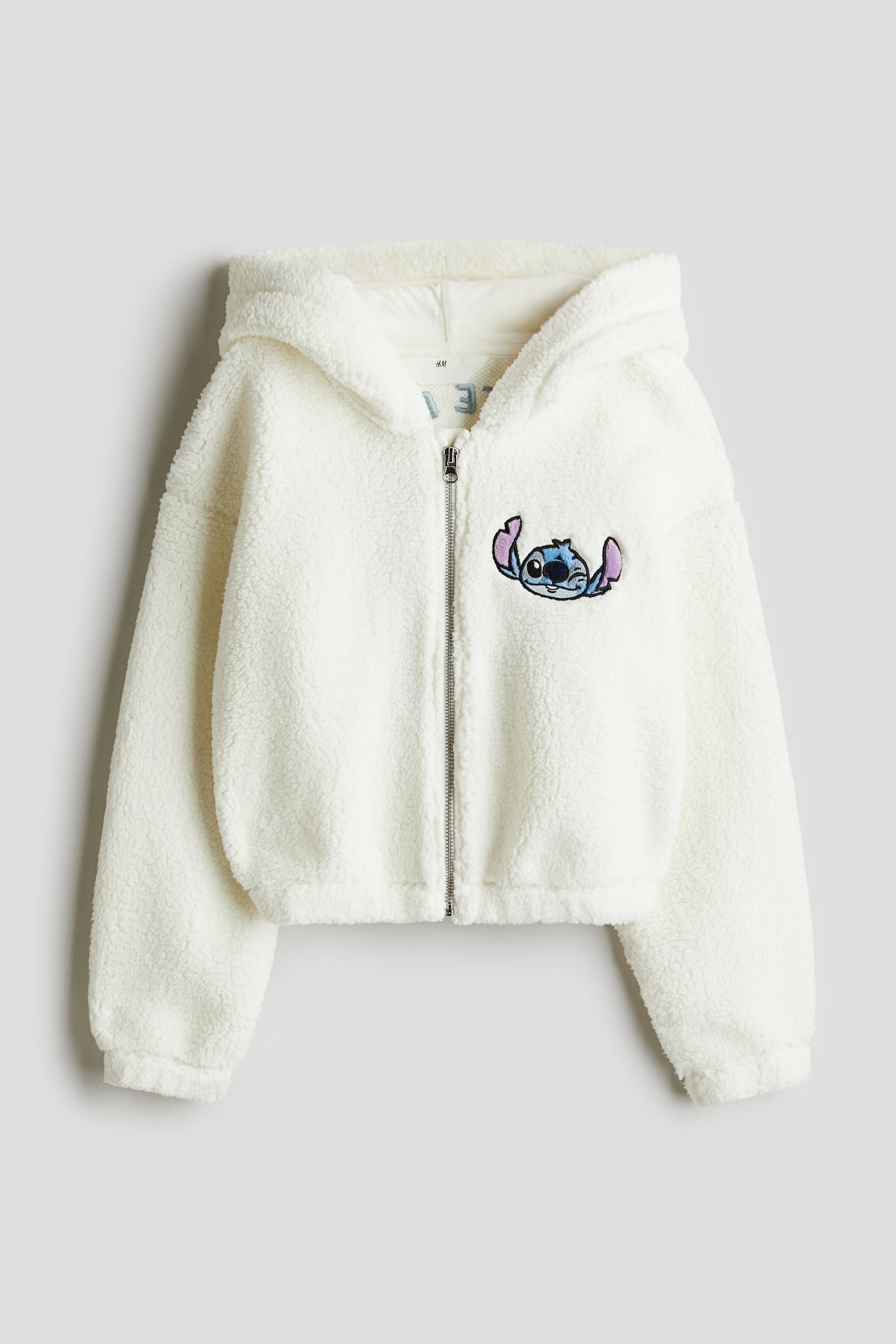 Veste à capuche zippée en tissu Teddy bear - Crème/Lilo et Stitch/Blanc/Hello Kitty - 1