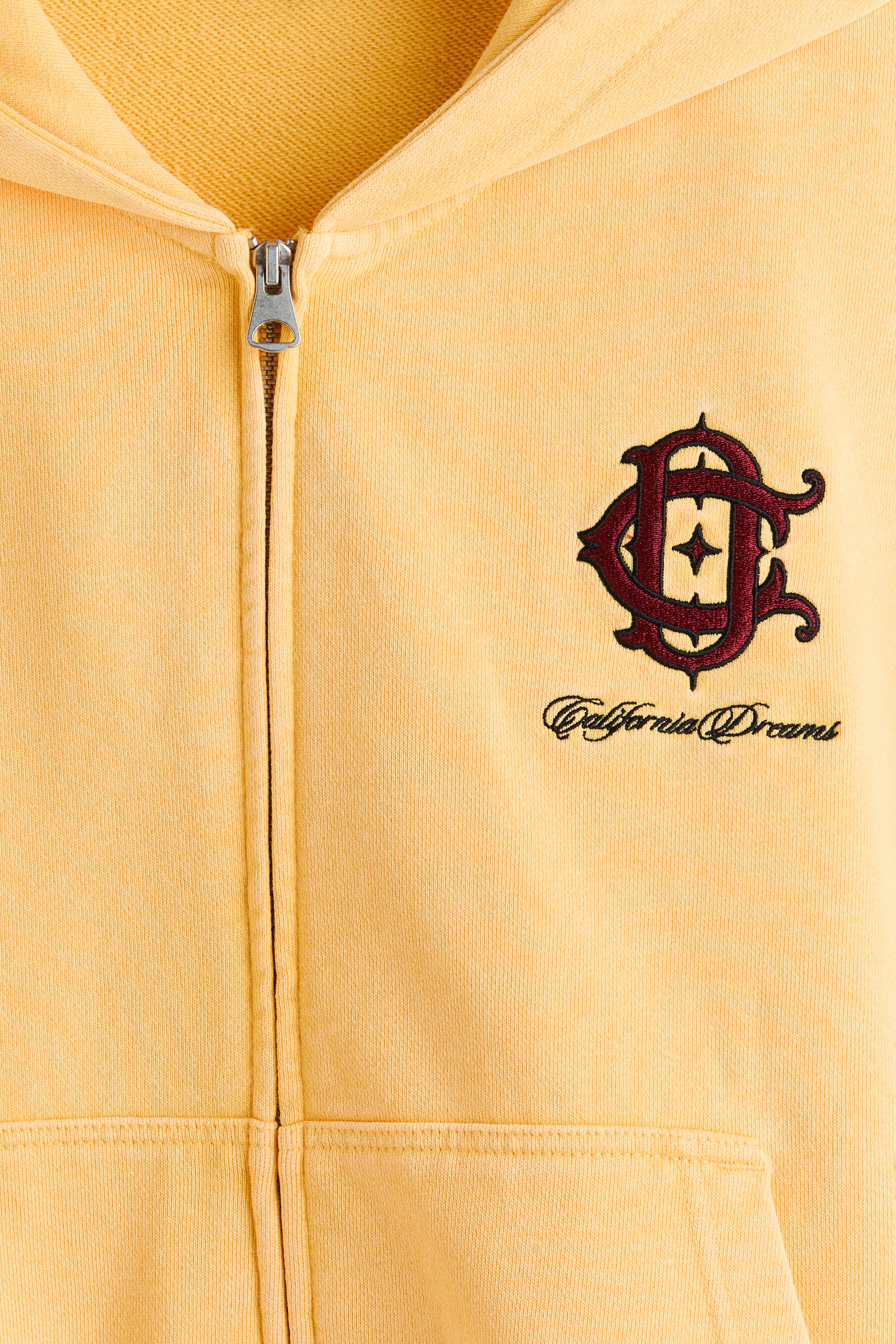 Men's Yellow/California Dreams Oversized-Fit Boxy Hooded Jacket