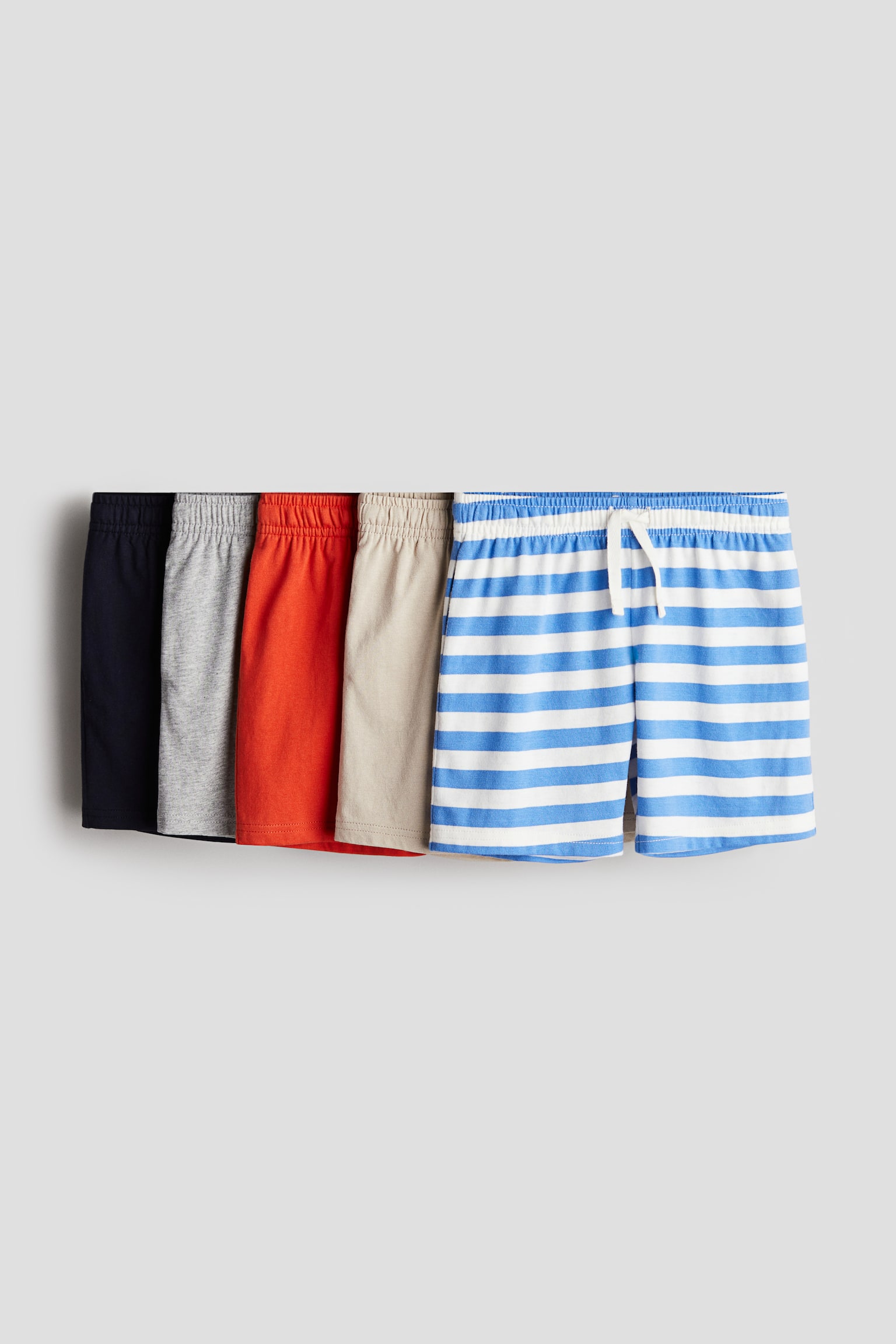 5-pack Cotton Jersey Shorts - Blue/Stripe/Light green/Light yellow/Light turquoise/Navy blue/Dark grey/Light grey - 1