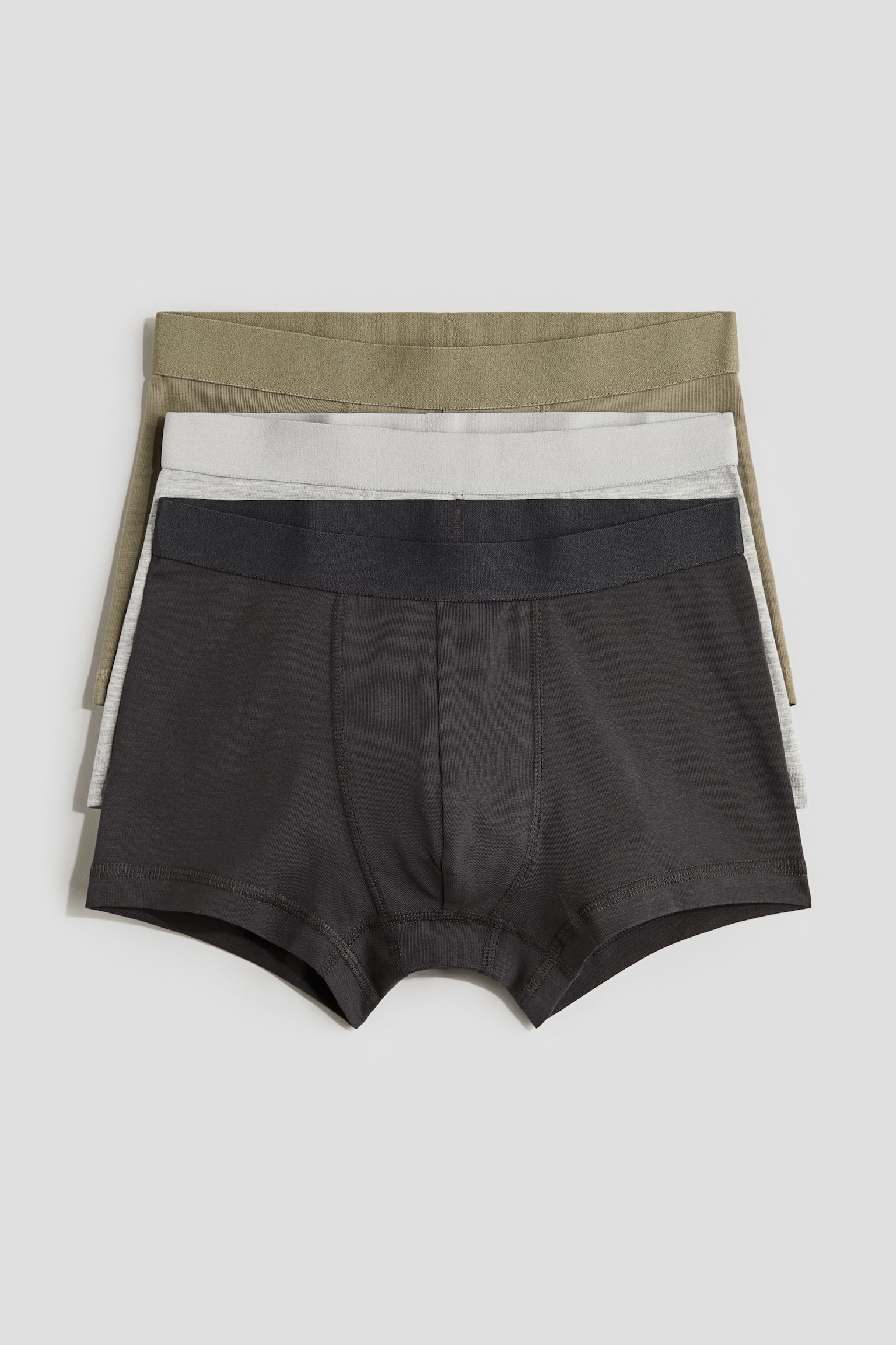 3-pack trunks - Khaki green/Light blue/White - 1