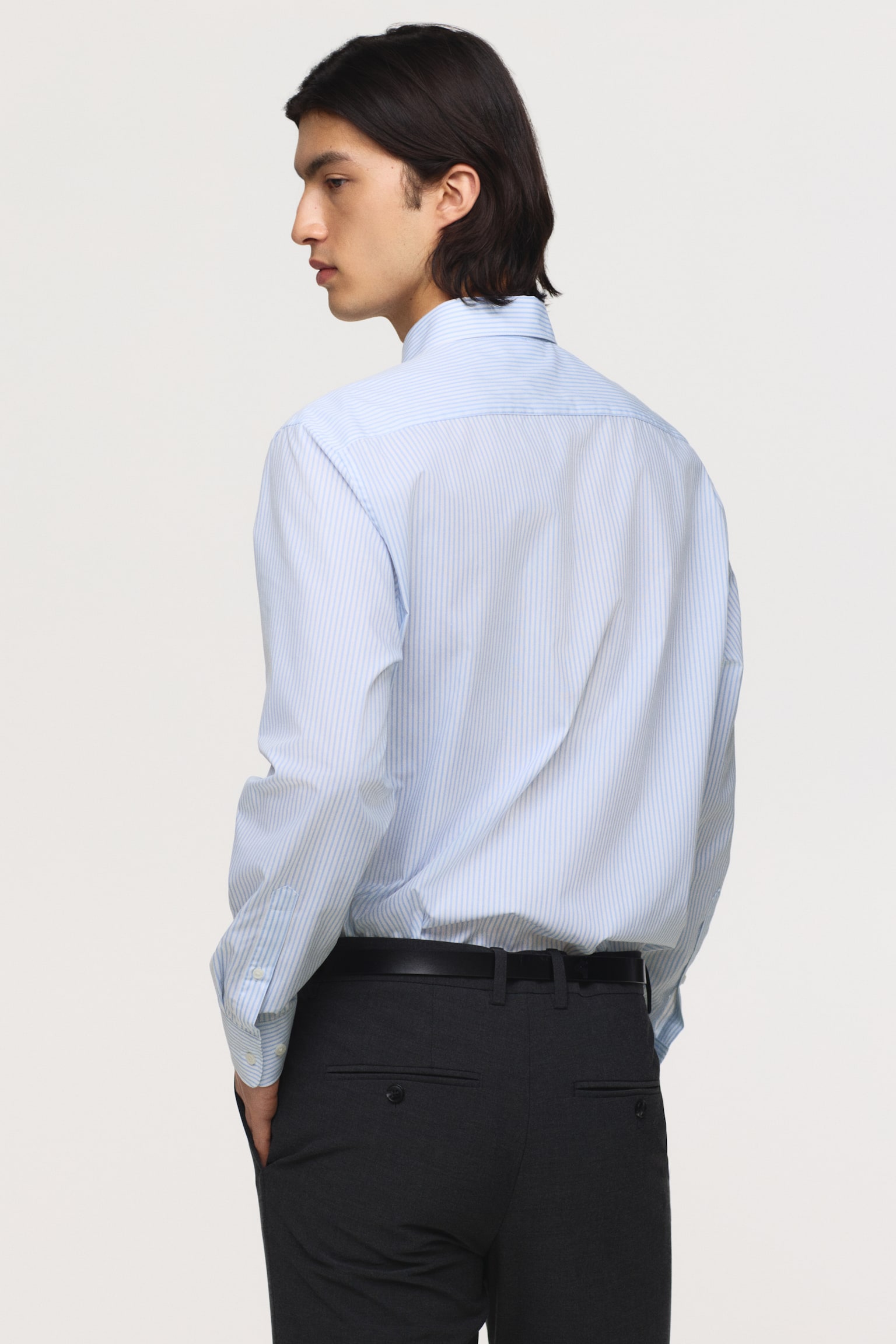Regular Fit Easy-iron shirt - Light blue/Striped/Light blue/Black/White - 6