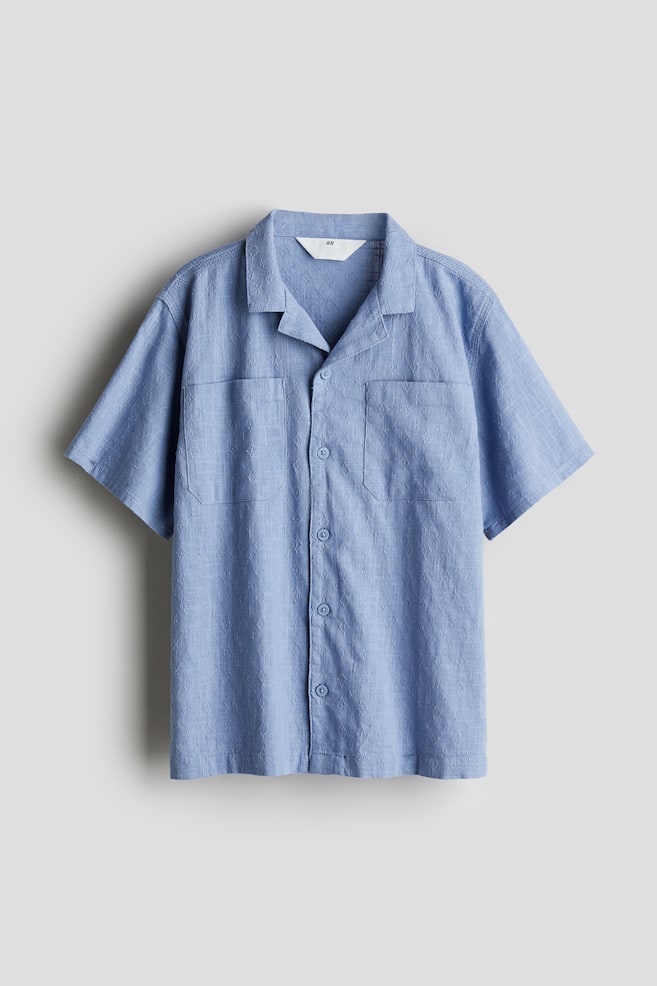 Cotton Resort Shirt - Light blue/Light beige - 1