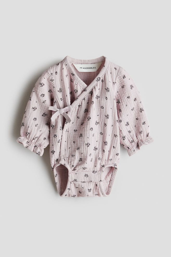 Cotton Muslin Romper Suit - Light purple/floral/Light beige/Beige - 1