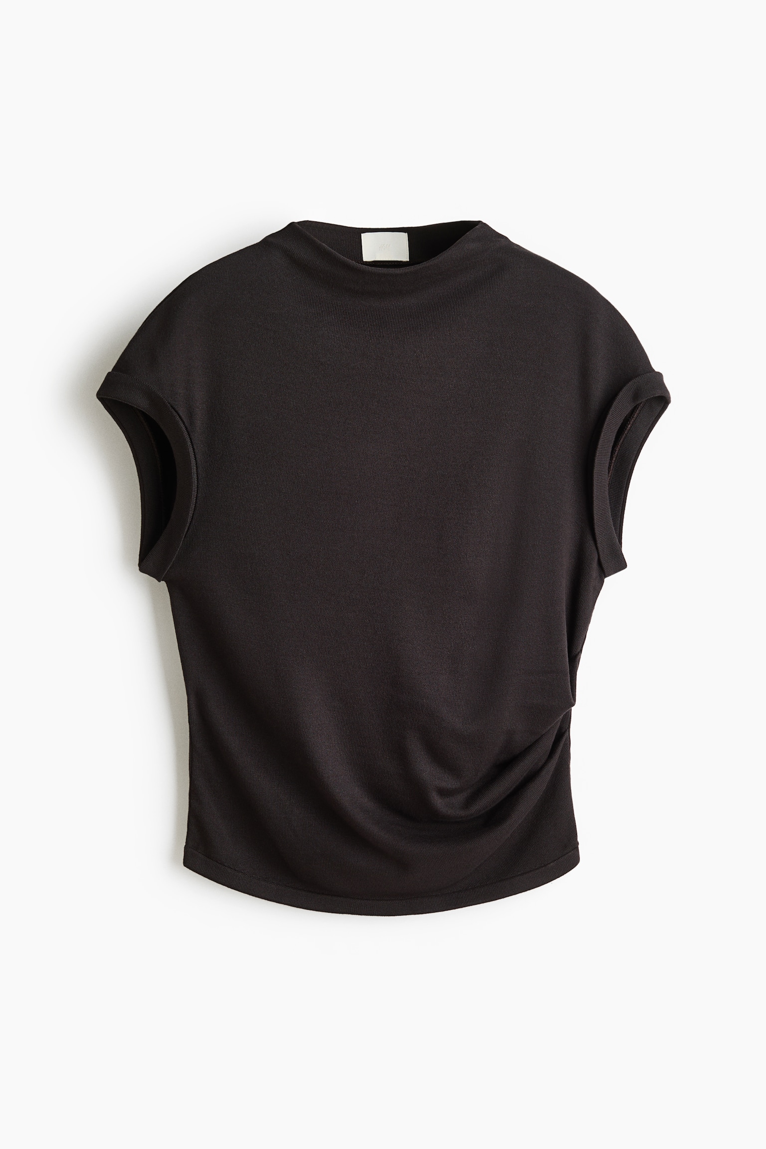 Draped fine-knit top - Dark brown