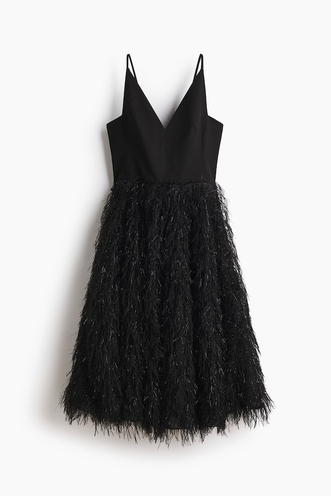 Vestido de tirantes con falda circular - Negro - 1