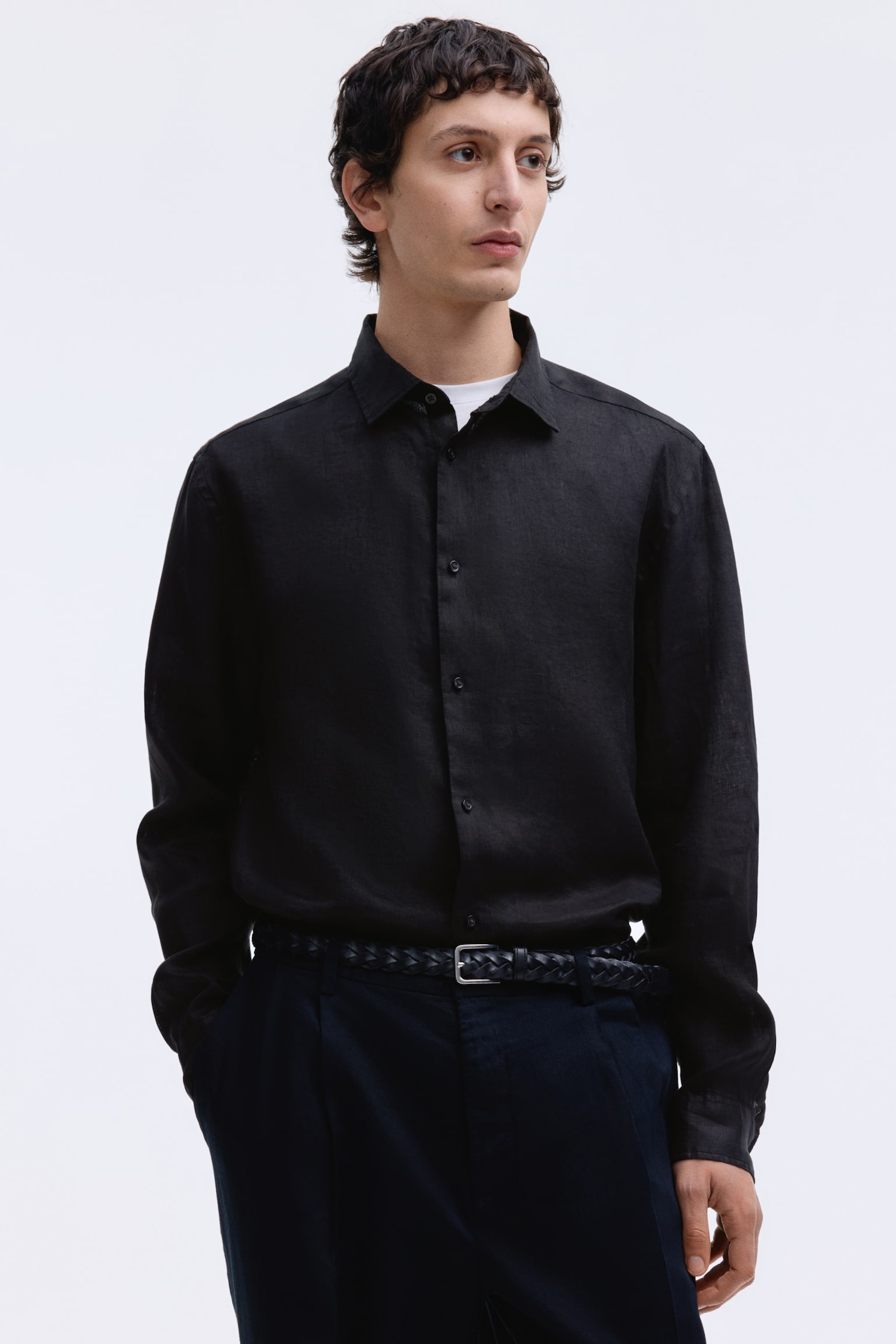 Slim Fit Linen shirt - Black/White/Light blue/Sage green - 1