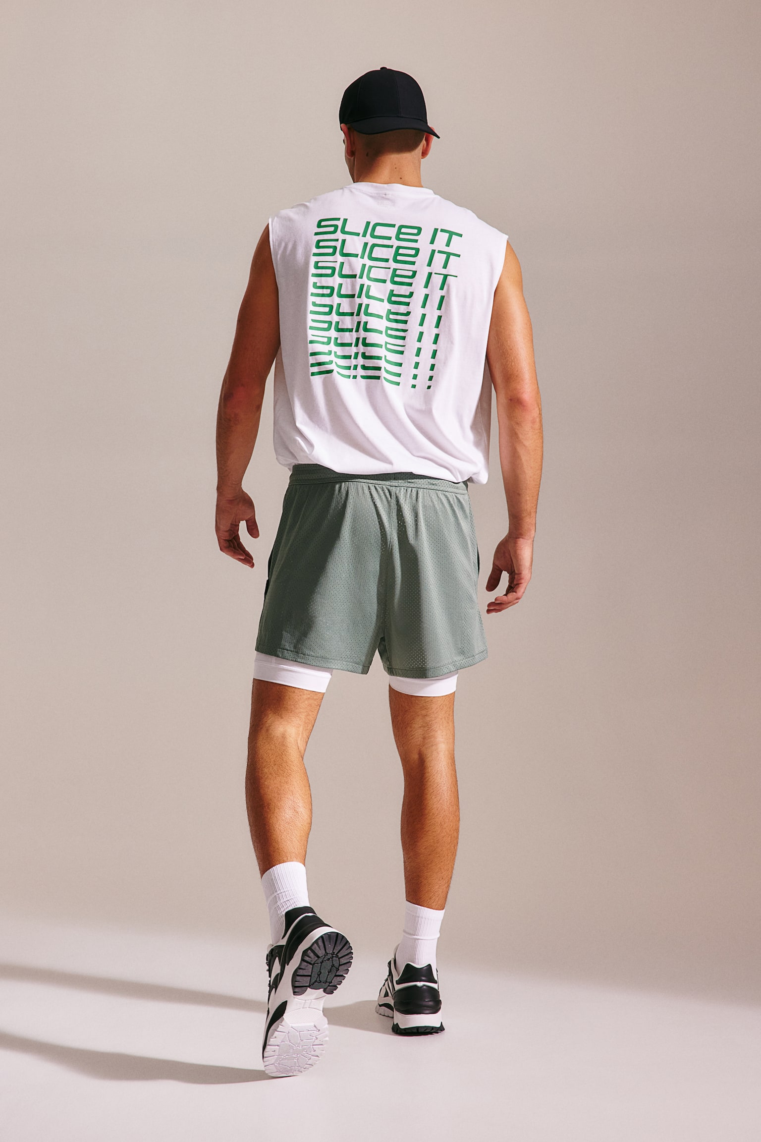 Mid Length 2 in 1 Activewear Shorts In DryMove™ - Khaki green/Black - 4