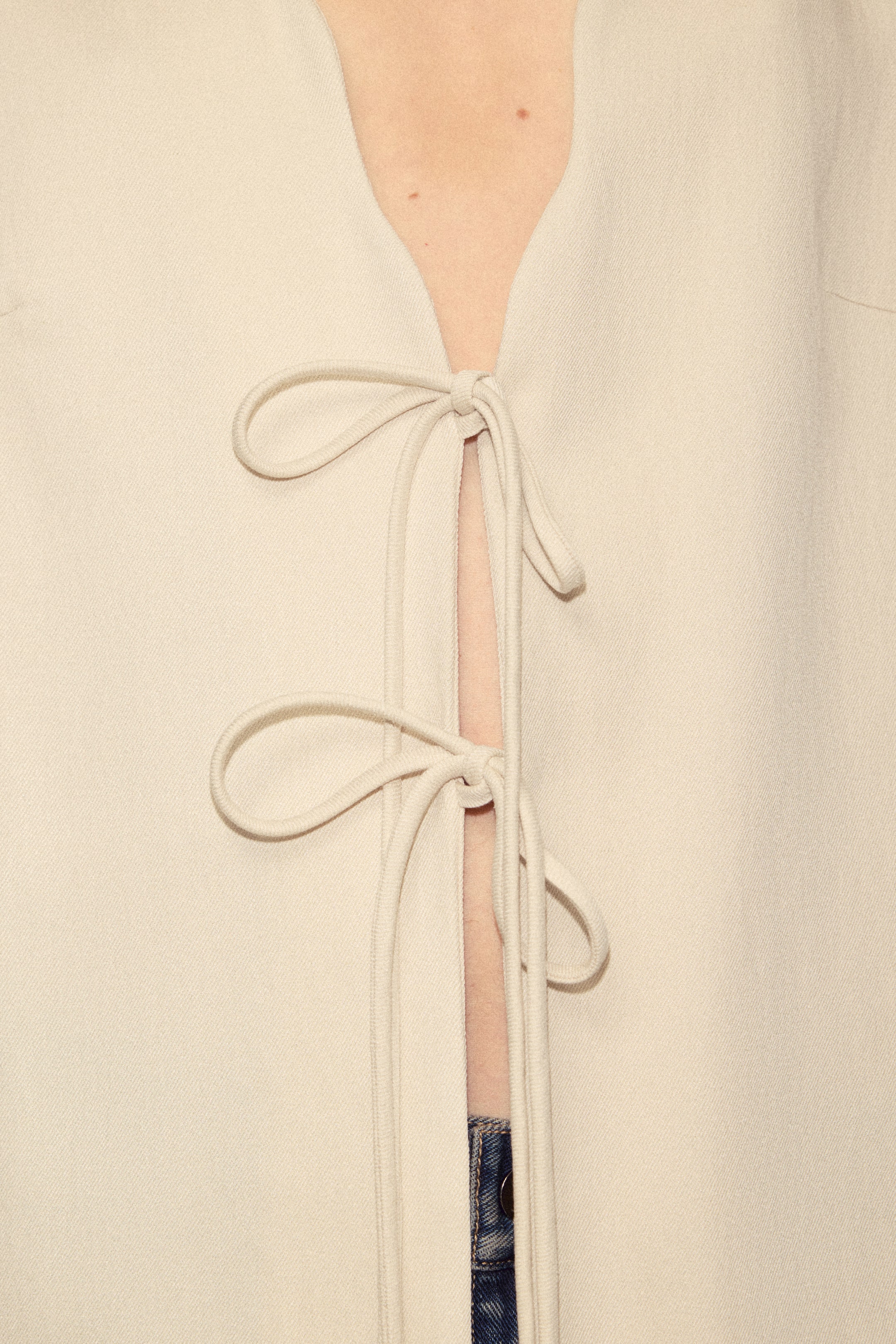 Linen-Blend Tie-Front Jacket