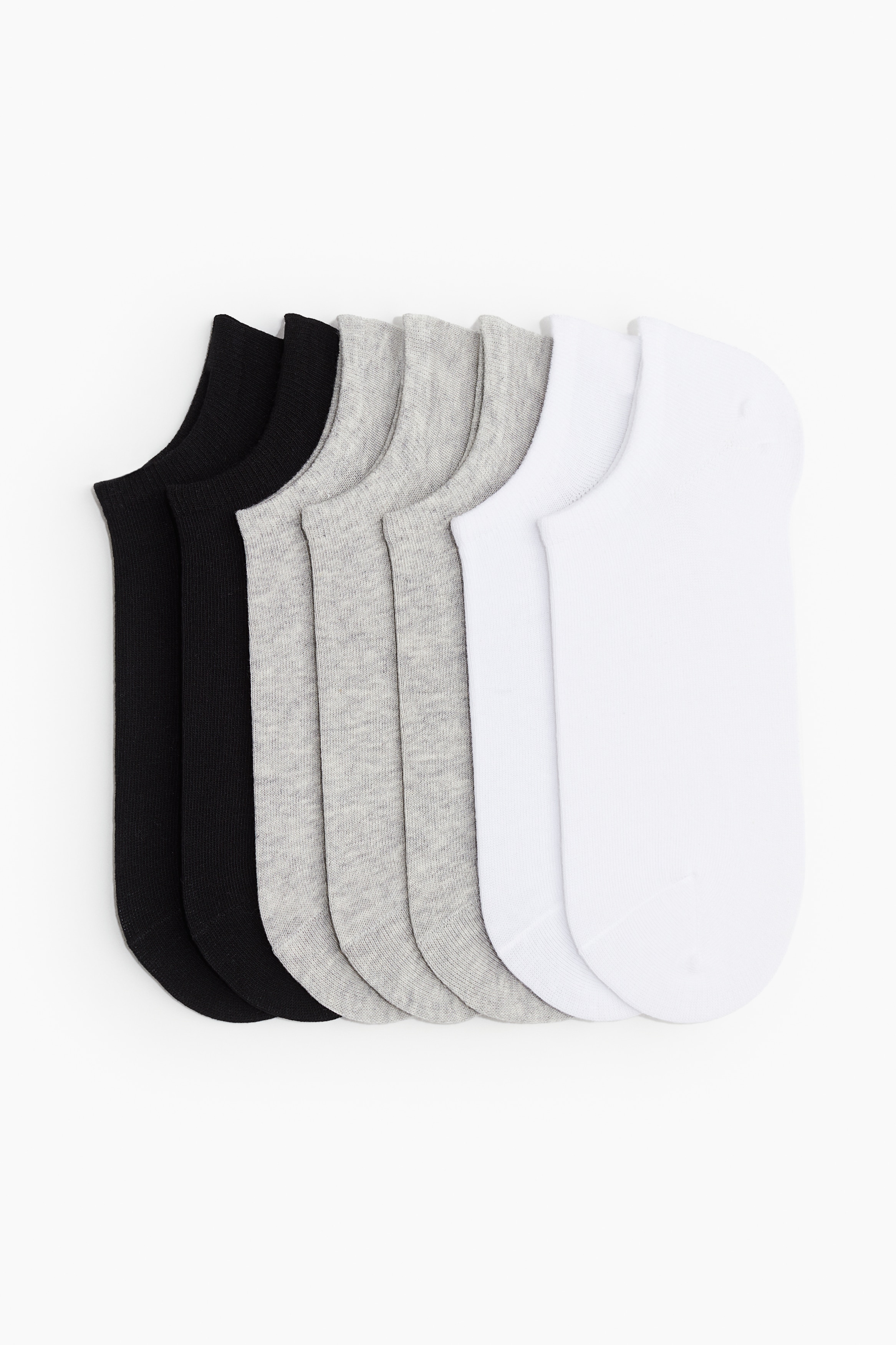 Herre - Hvit/Gråmelert/Sort 7-pack ankelsokker - Size: 40/42  - H&M
