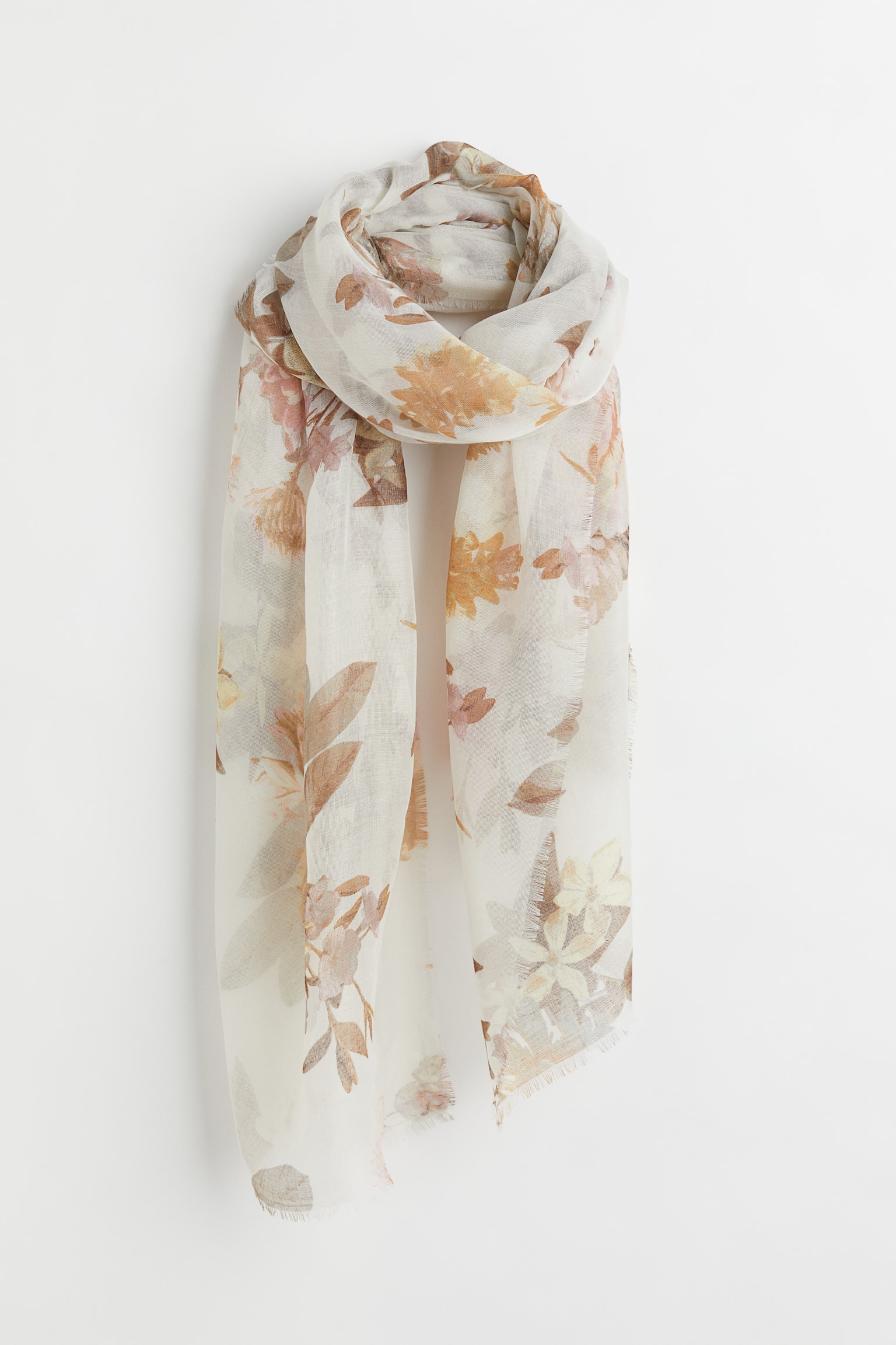 Pattern Scarf - White/Floral - 1