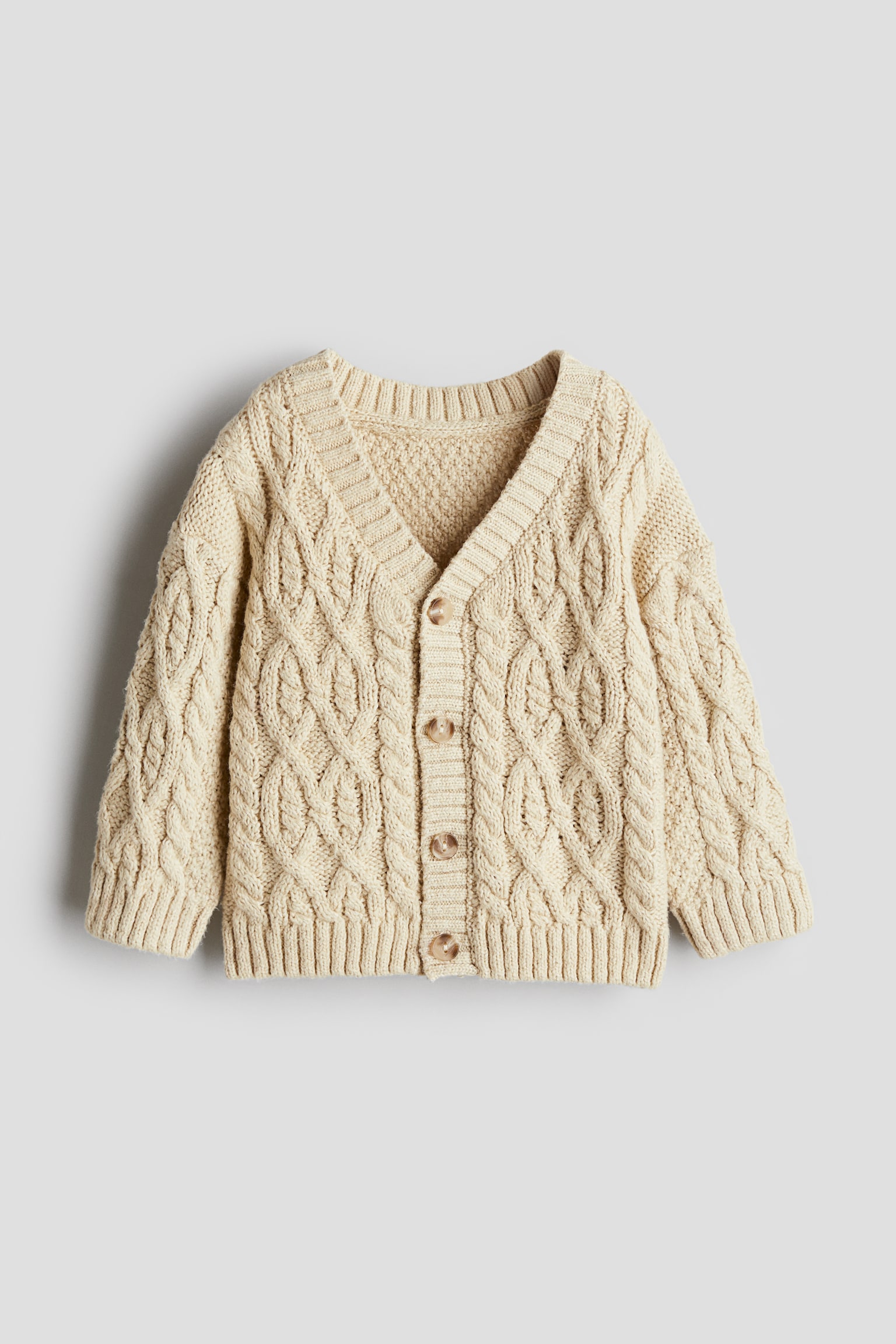 Cable-knit cardigan - Beige - 1