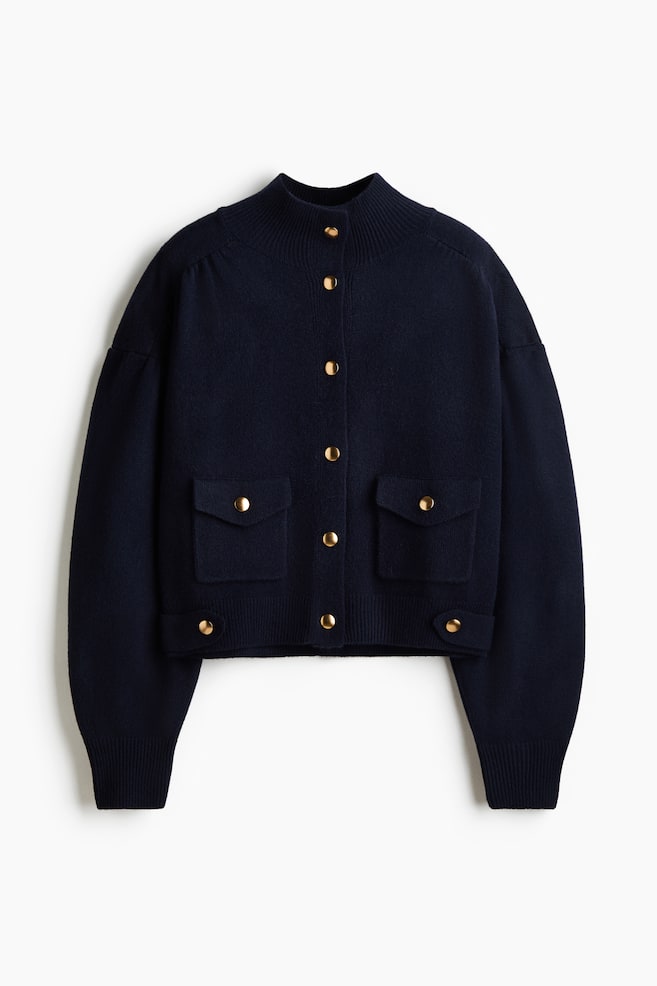 Oversized Cardigan - Navy blue/Brown - 1