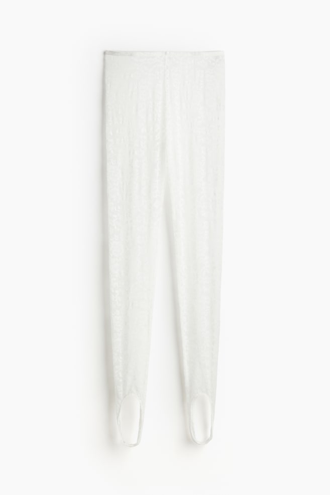 Leggings de encaje con estribos - Crema - 1