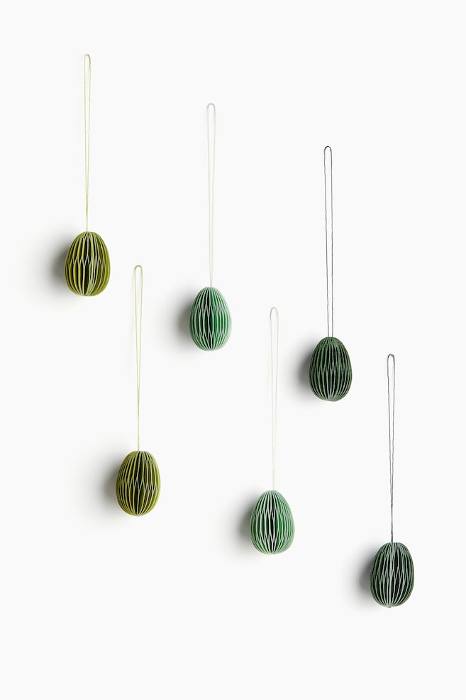 Lot de 6 décorations de Pâques - Vert/Blanc/Vert olive/jaune/Rose/rouge/jaune/Jaune - 1