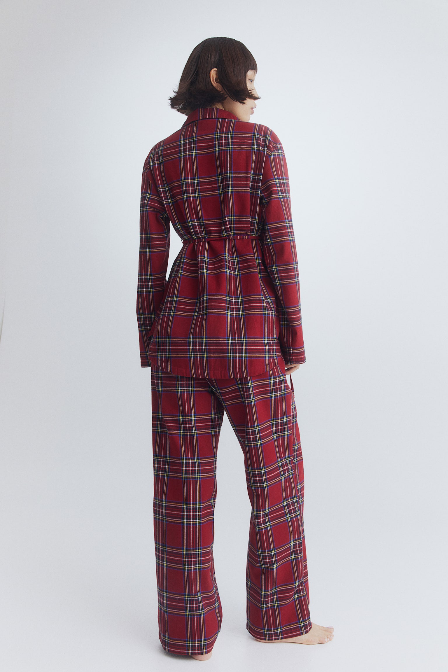 MAMA Cotton flannel pyjamas - Dark red/Checked/Red/White checked - 3