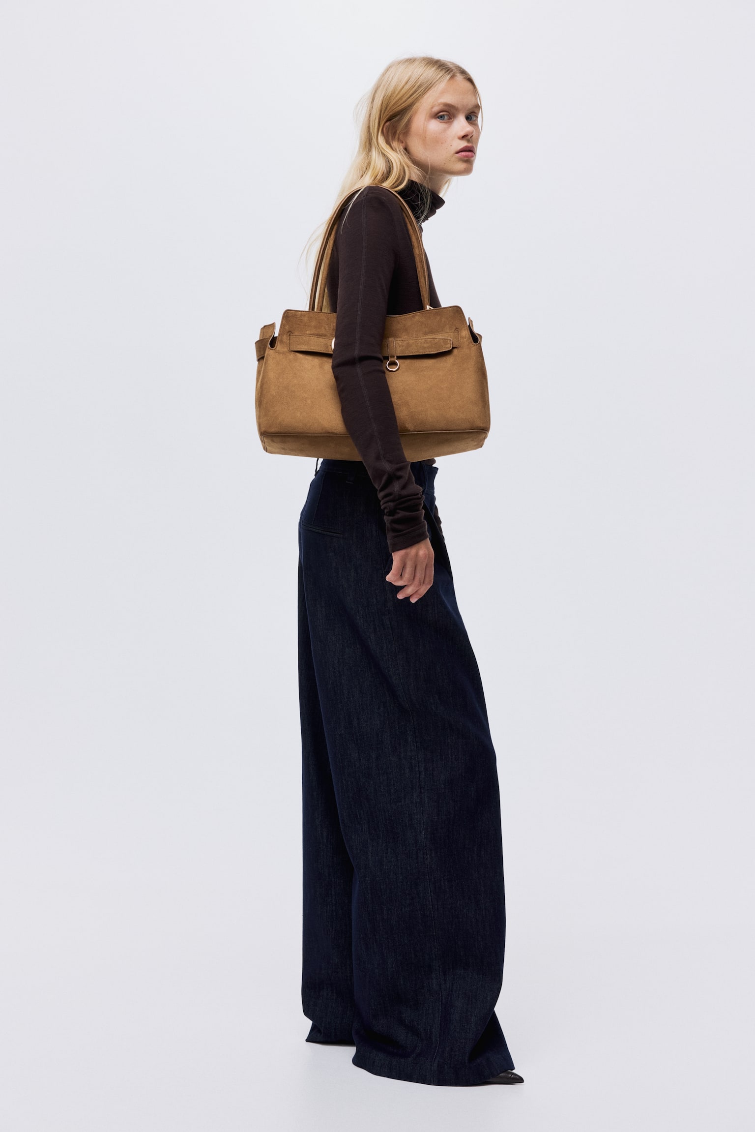 Strap-detail tote bag - Brown/Dark brown - 3