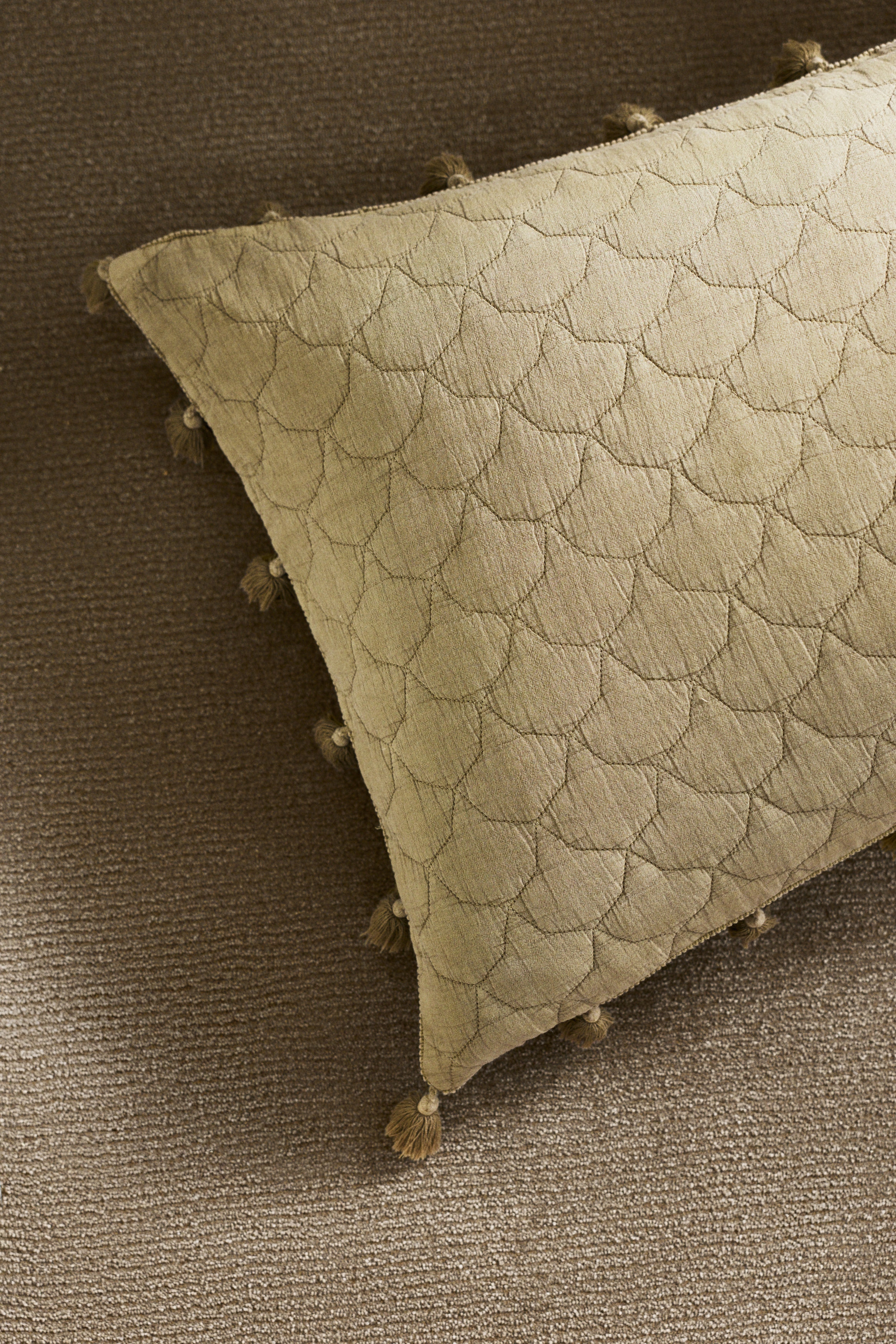 Capa de almofada acolchoada - Bege caqui/Branco/Rosa claro