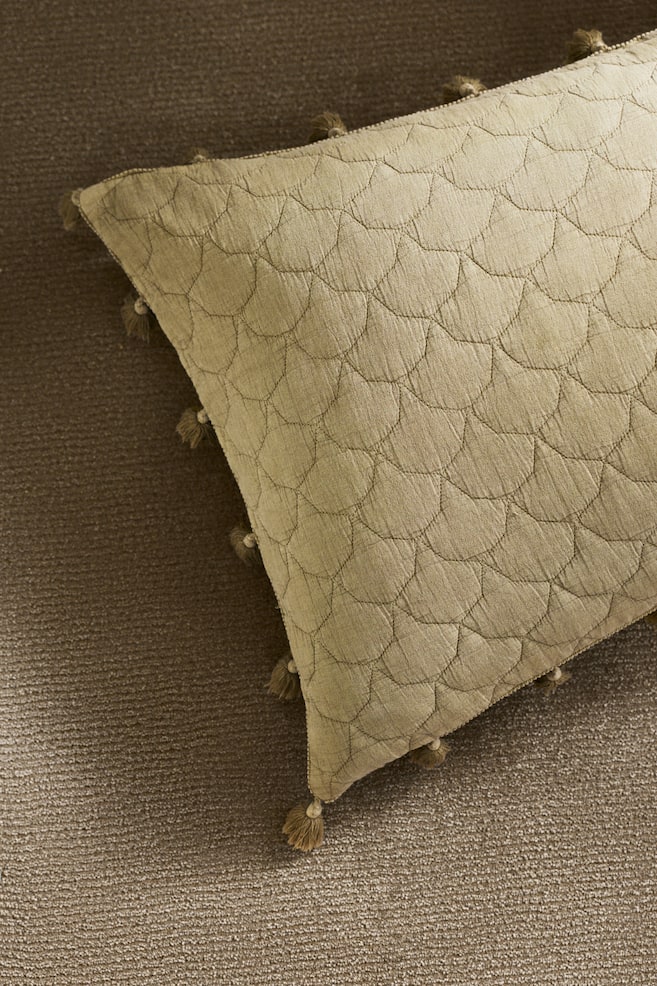 Quilted Cushion Cover - Khaki beige/Light pink/White - 2