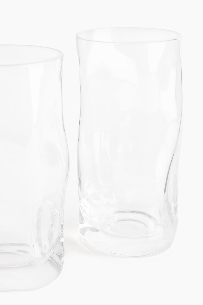 2-Pack Sculptural Glass Tumblers - Transparent - 3