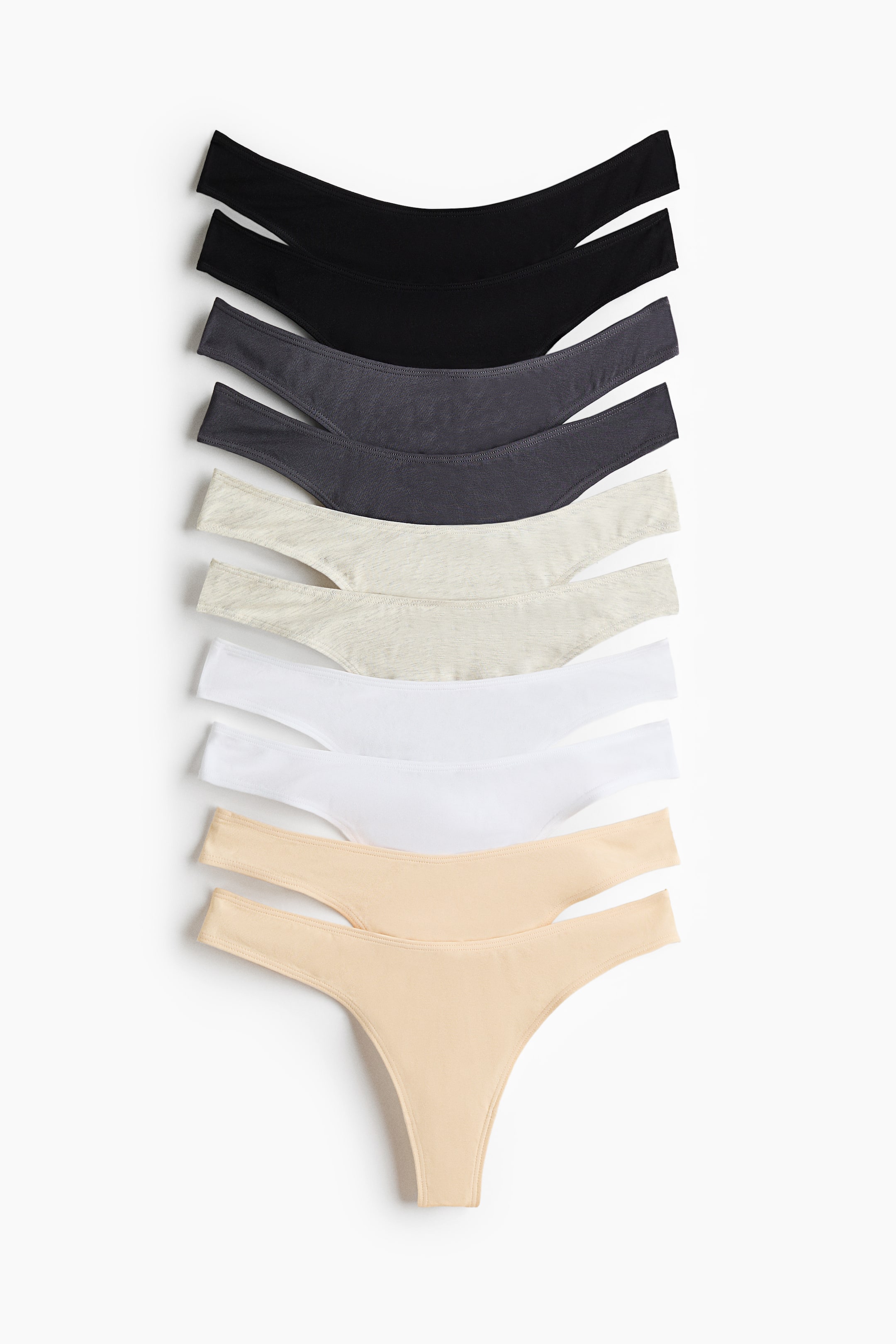 View larger image: 10-pack cotton thong briefs - Light yellow/Dark grey - Ladies | H&M 1