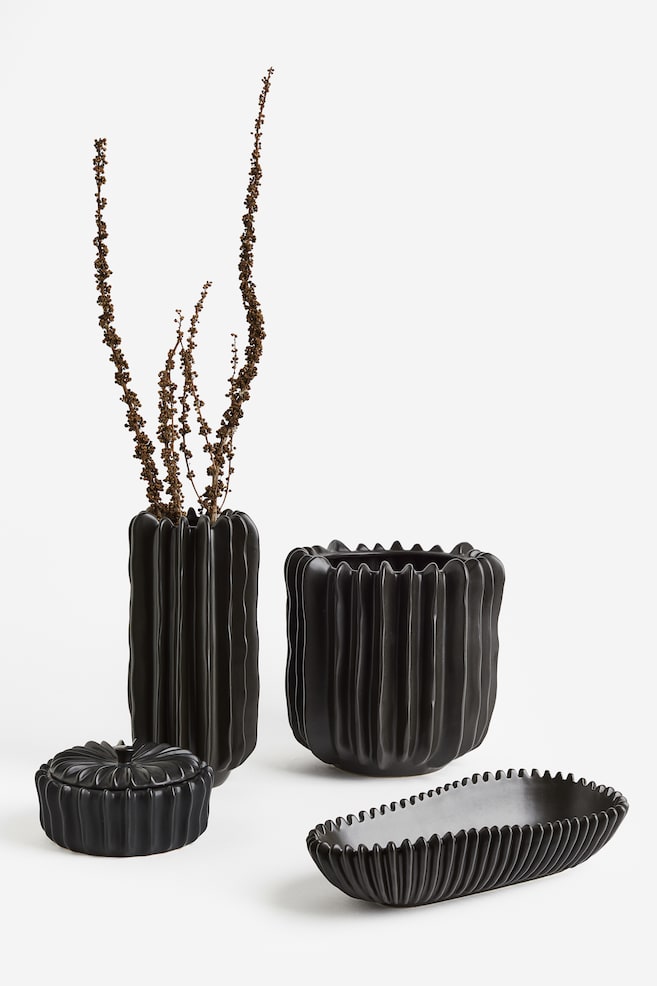 Tall stoneware vase - Black - 2