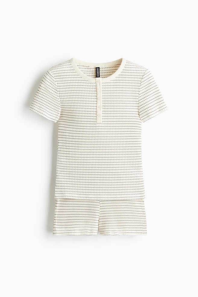 2-piece Rib Jersey Set - White/Stripe - 1