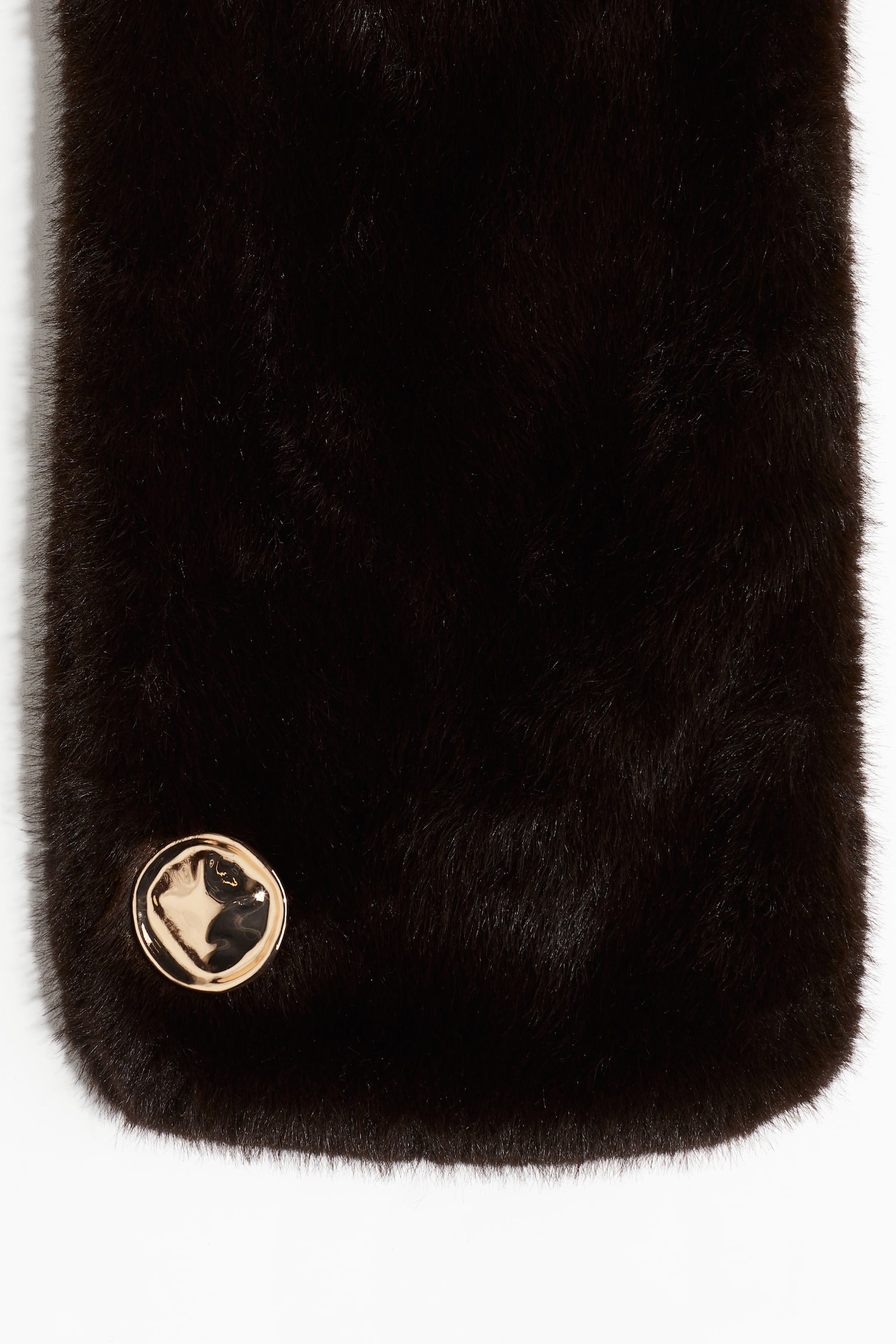 Button-detail scarf - Dark brown/Light beige - 2