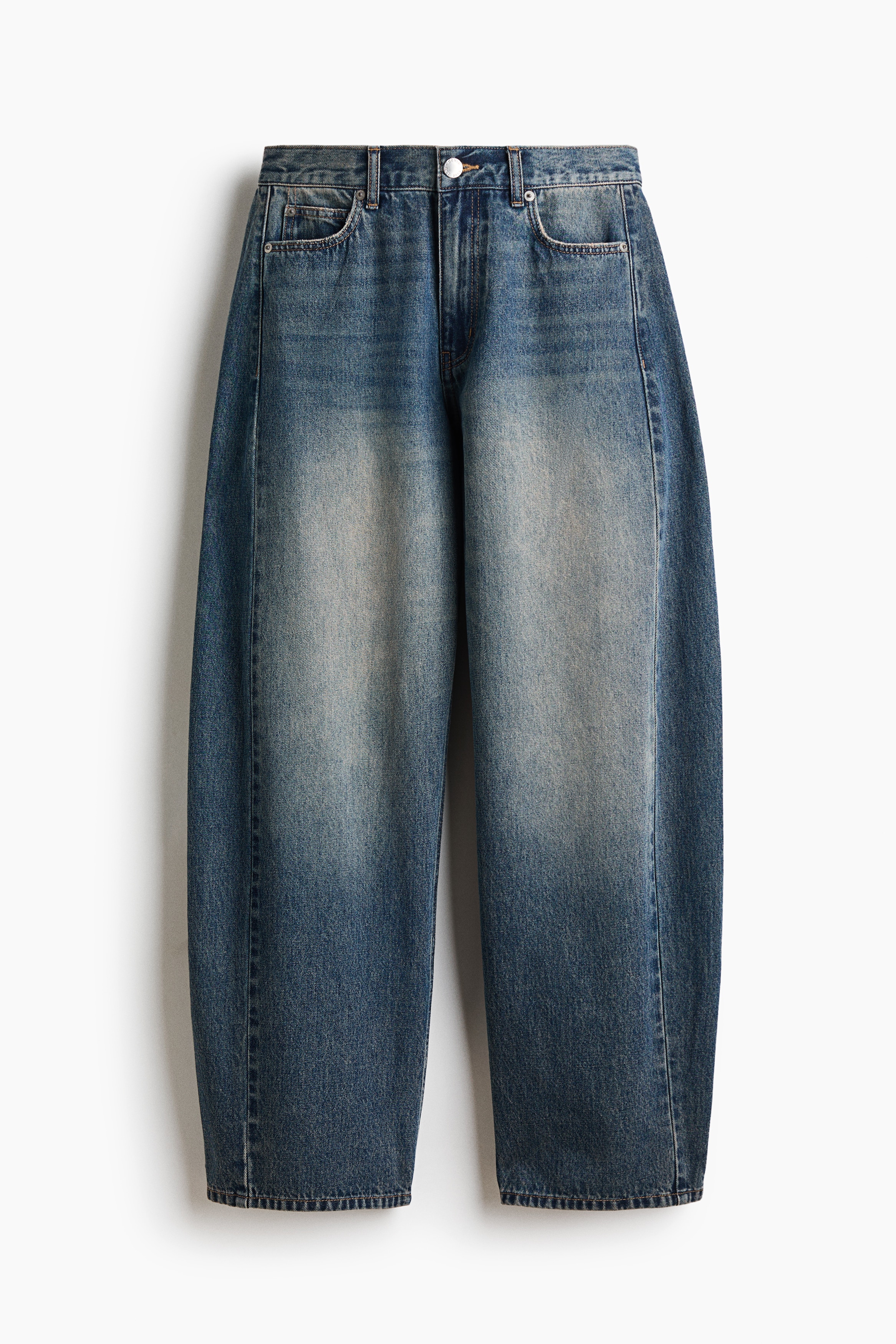 Barrel Regular Waist Jeans - Niebieski denim/Czarny denim