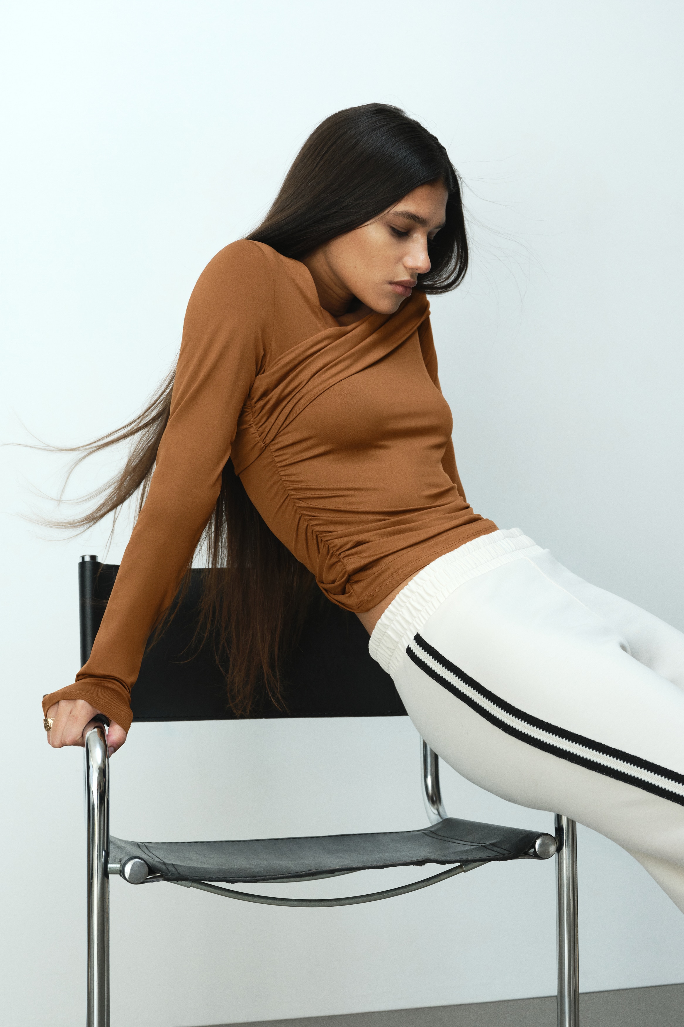 Draped one-shoulder top