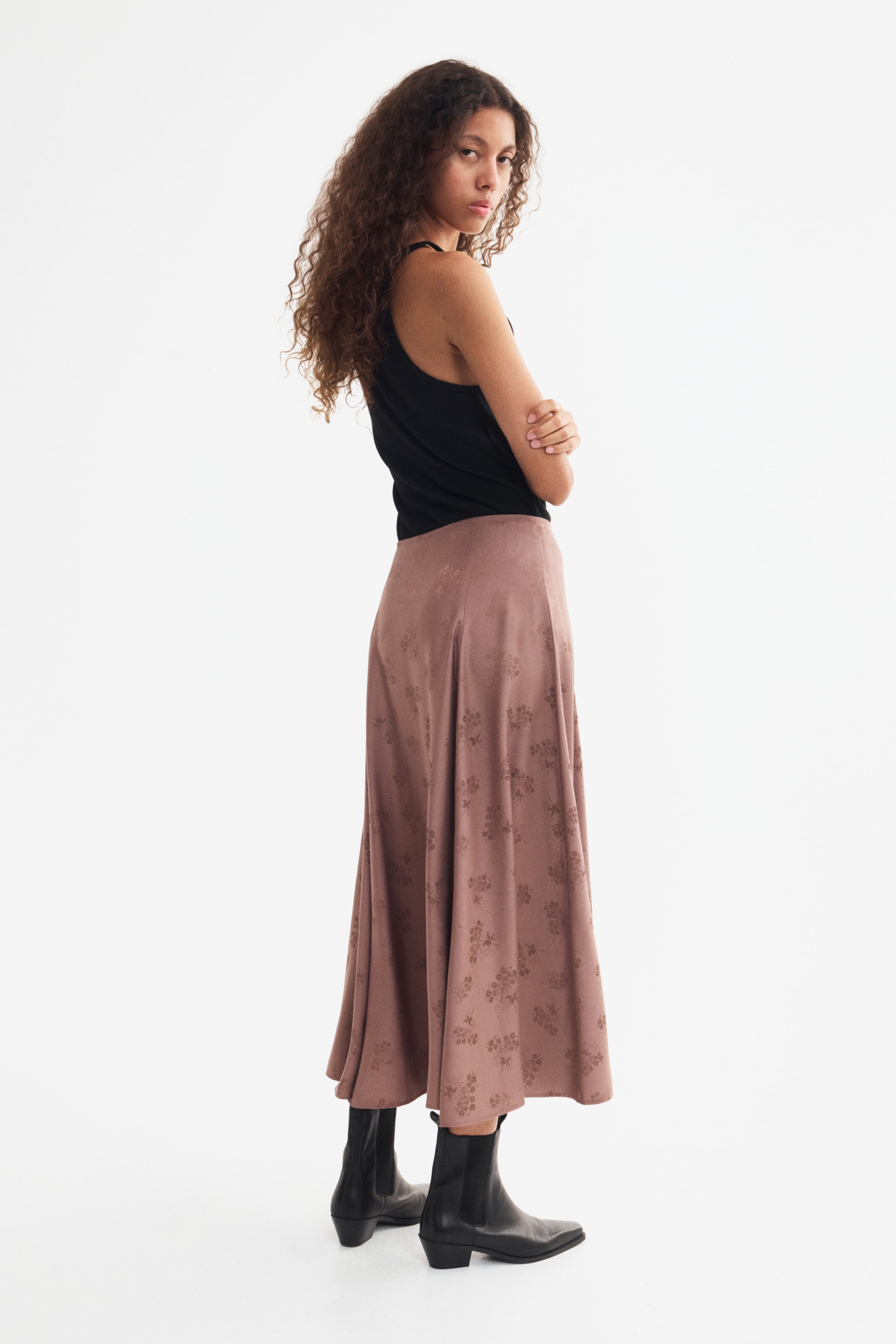 Jacquard-Weave A-Line Skirt