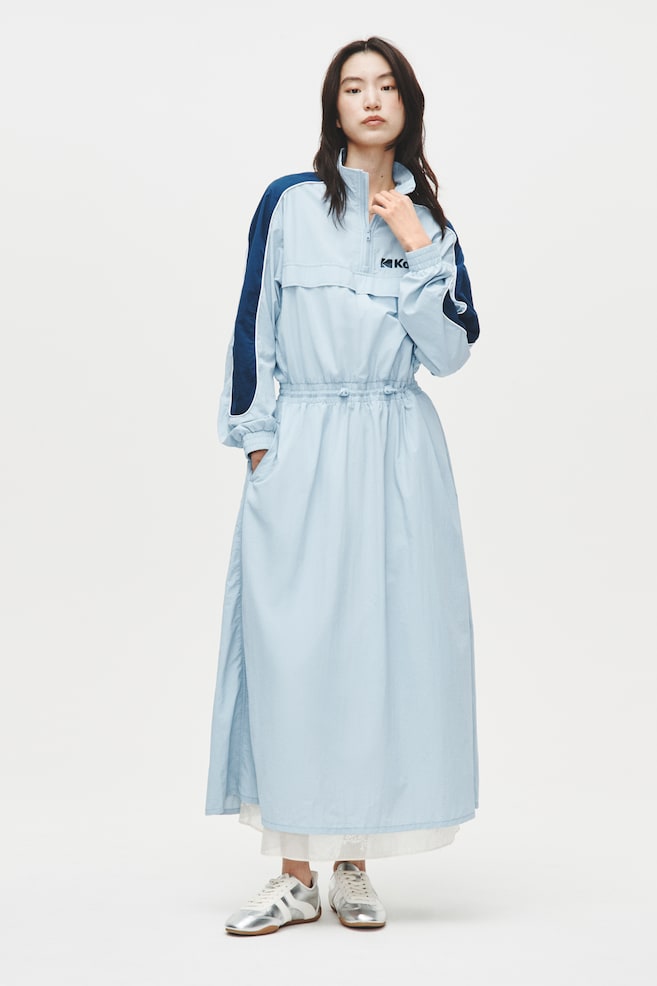 Embroidered-motif nylon dress - Light blue/Kodak - 2