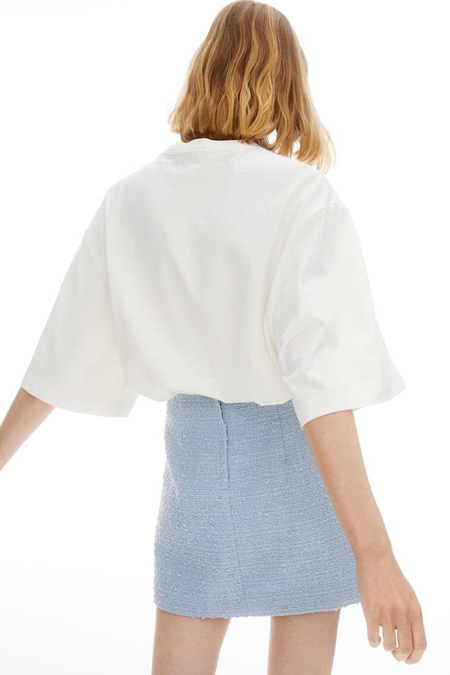 Bouclé mini skirt - Light blue/White - 6