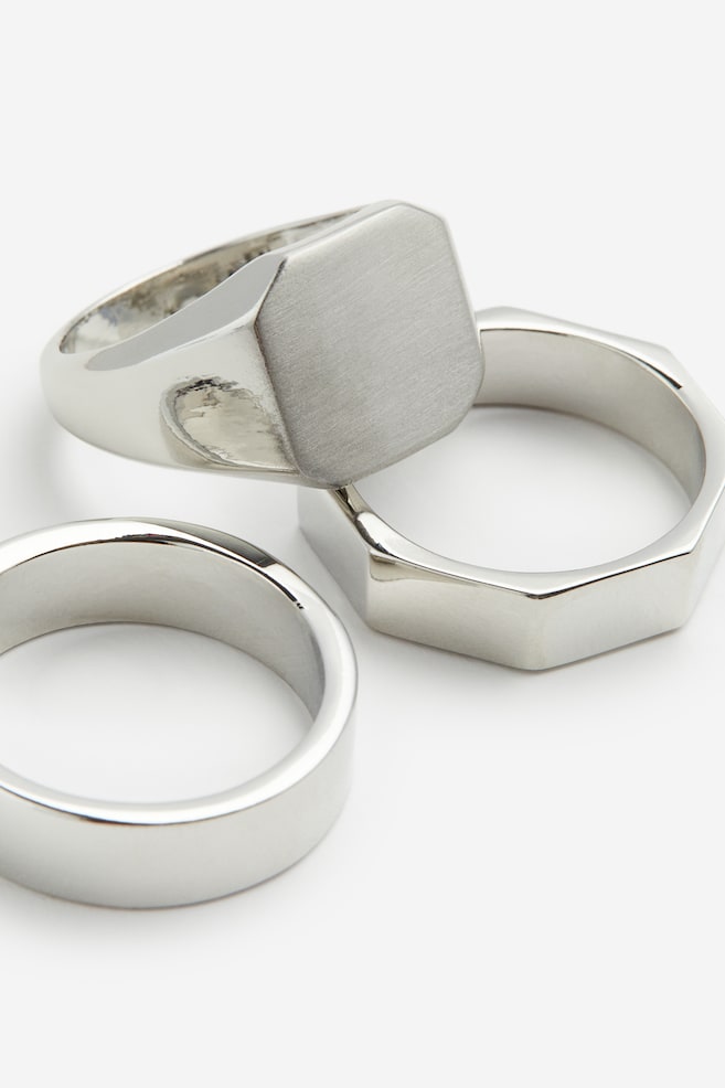 3-pack rings - Silver-coloured/Black - 2