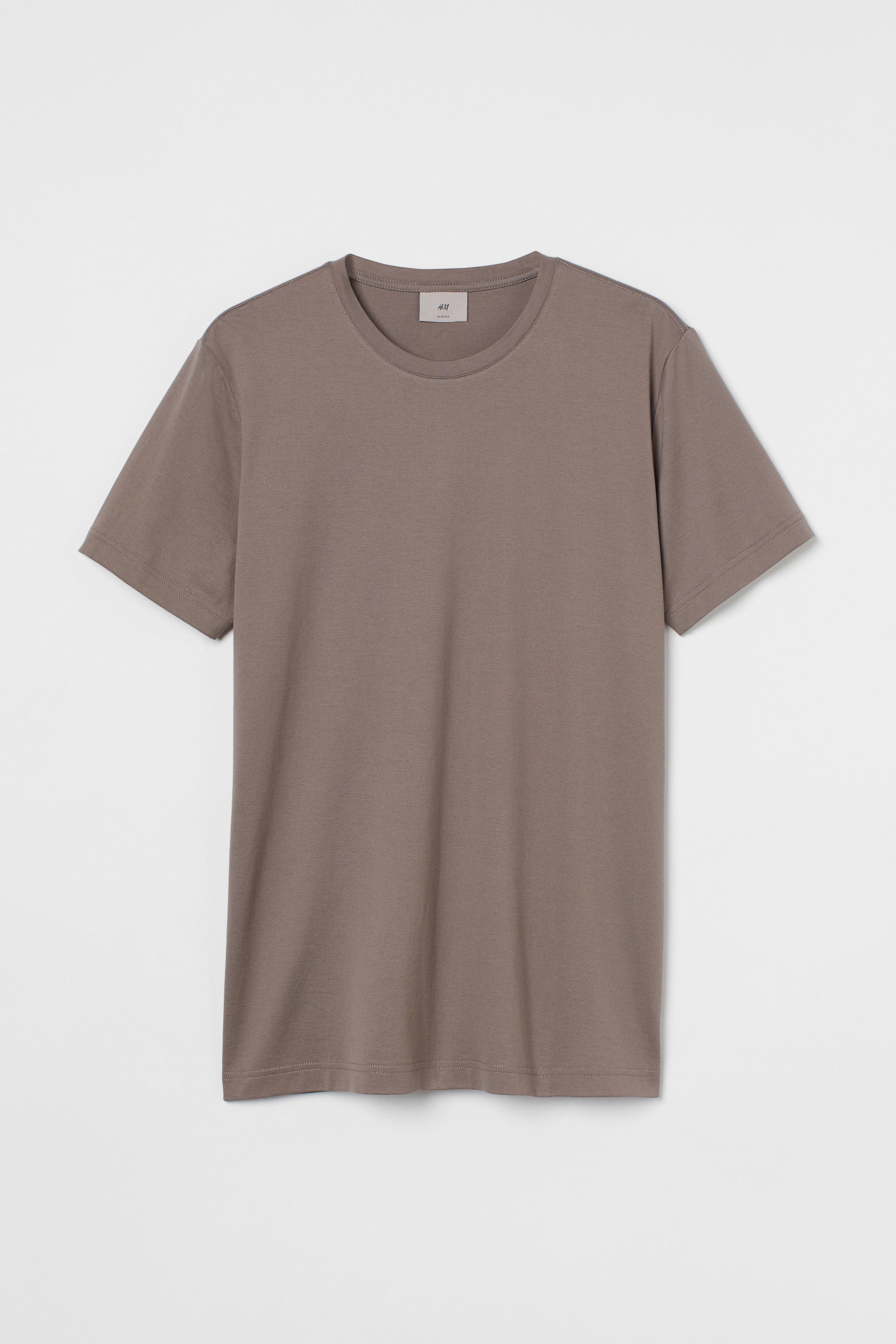 Slim Fit Premium Cotton T-shirt - Dark taupe - Men | H&M US