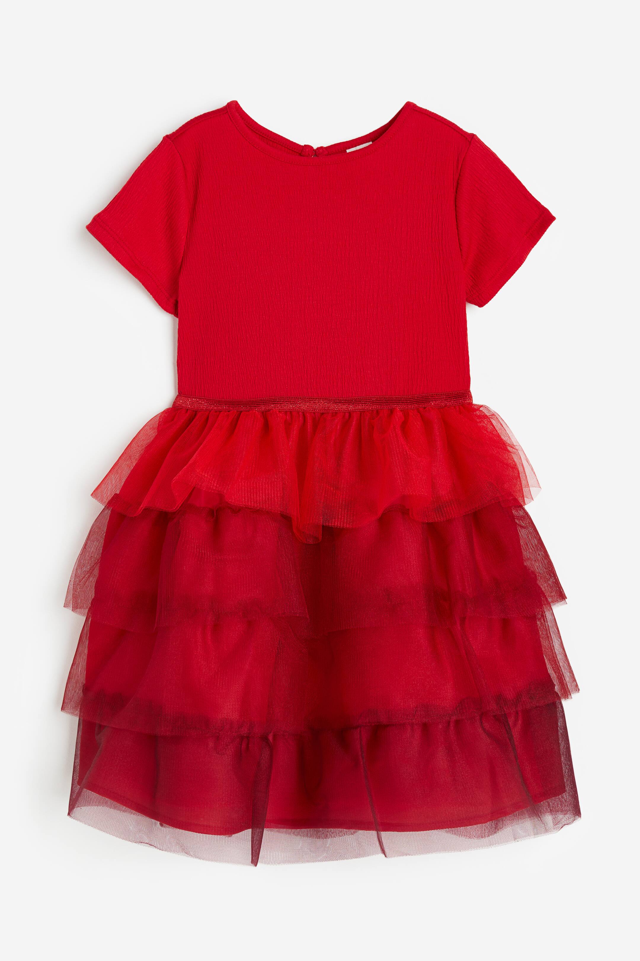 View larger image: Dress with Tulle Skirt - Red - Kids | H&M PH 1