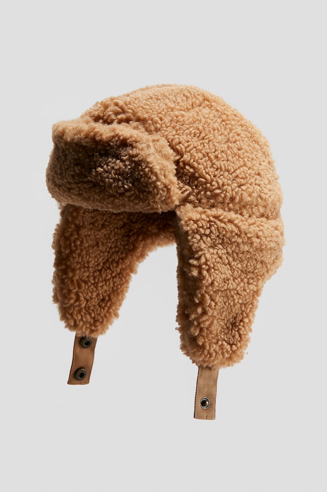 Hue i teddybear med øreklapper - Beige - 1