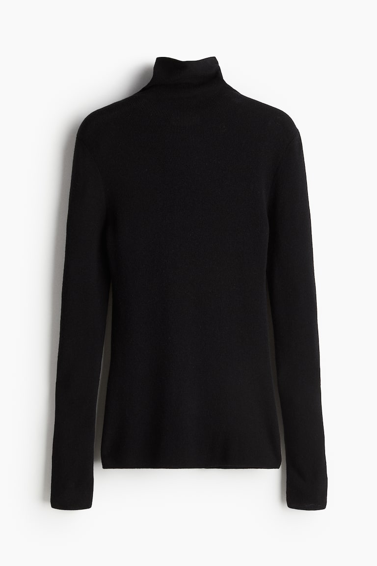 Cashmere-blend polo-neck jumper Black Ladies H&M US